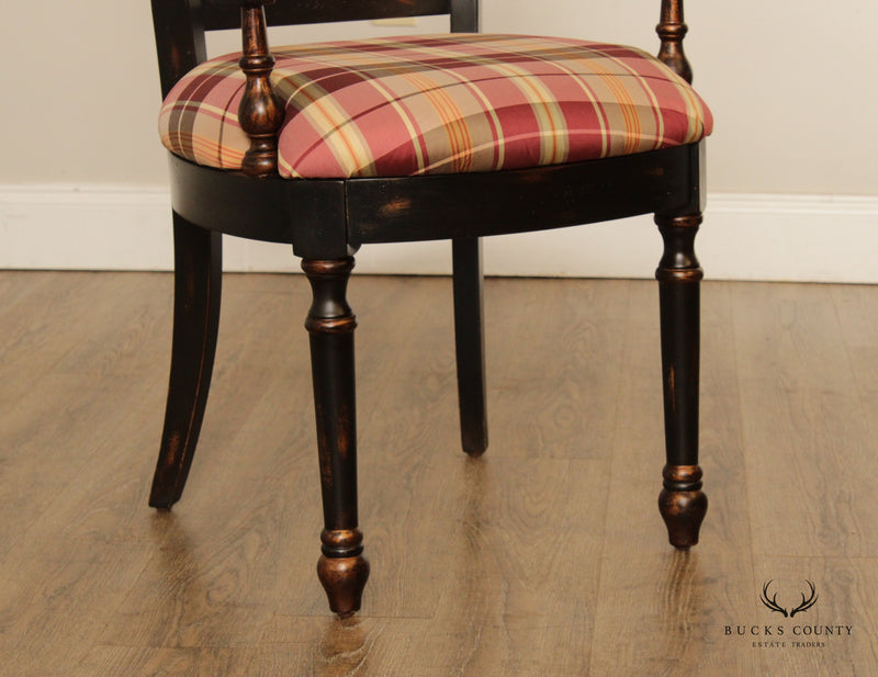 Regency Style Black Gilt Painted Arm Chair