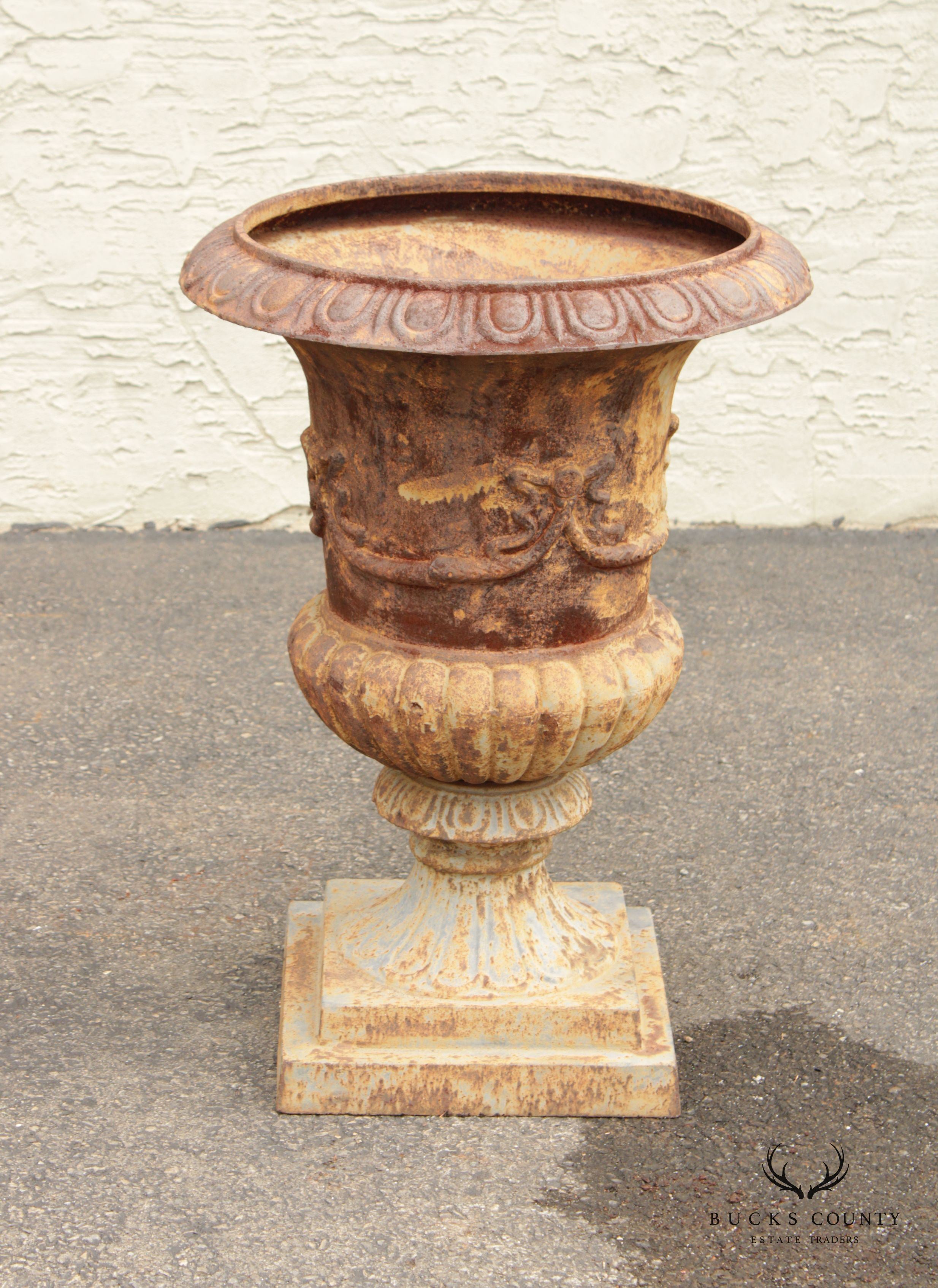 Vintage French Style Large Cast Iron Garden Urn