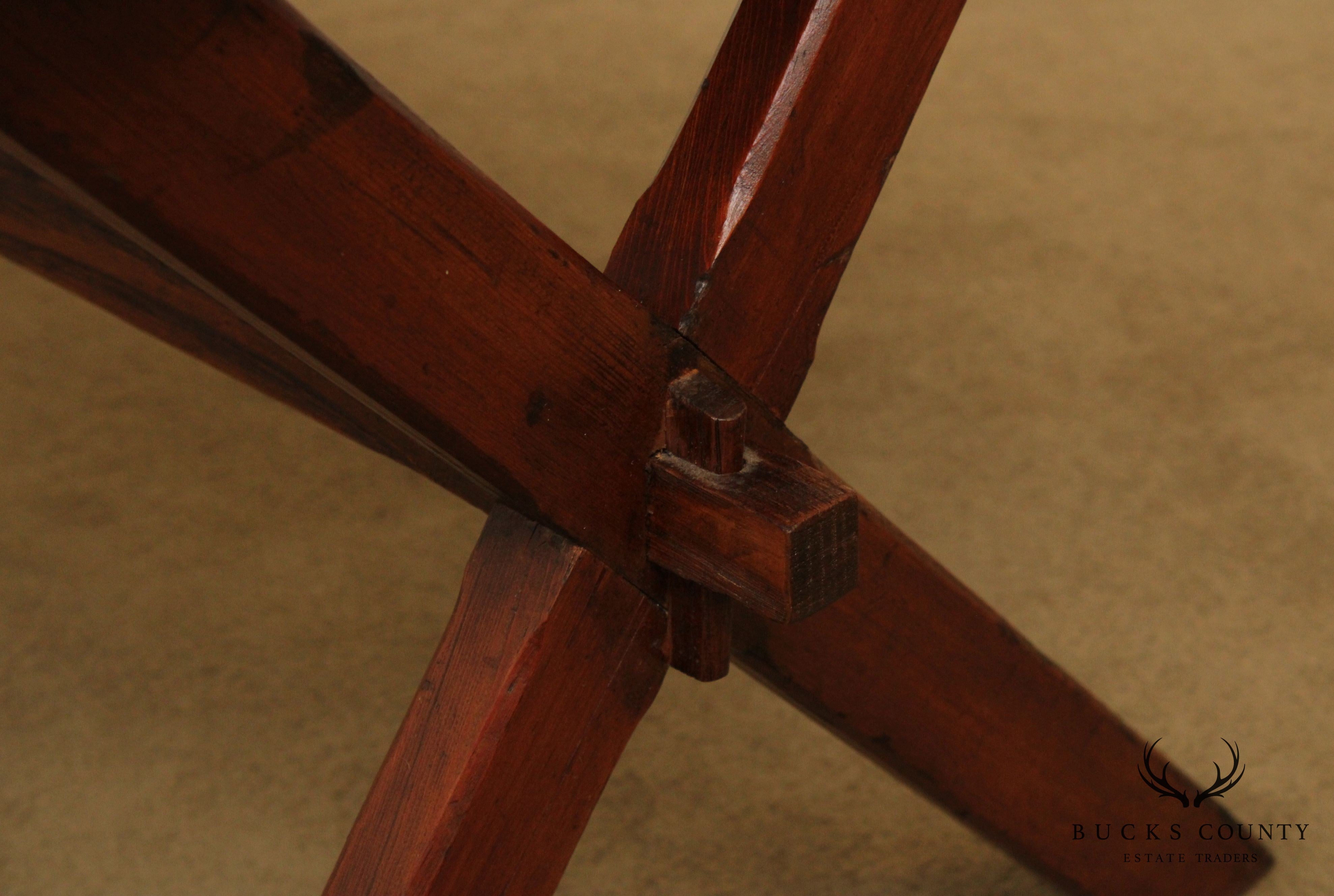 Antique Youth Size Oak Sawbuck Dining Farm Table with Benches