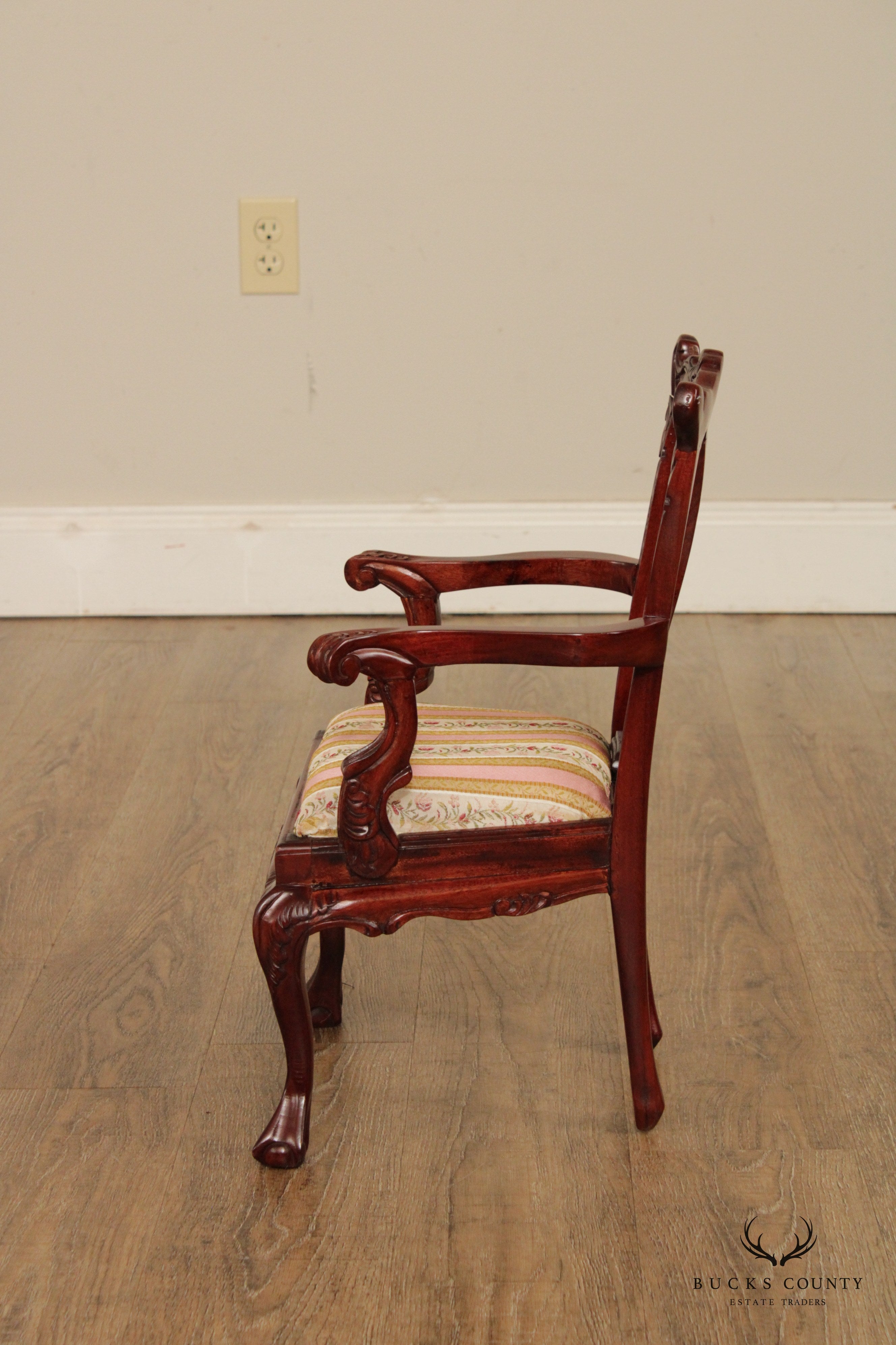 Chippendale Style Mahogany Carved Children's Or Doll  Side Chair