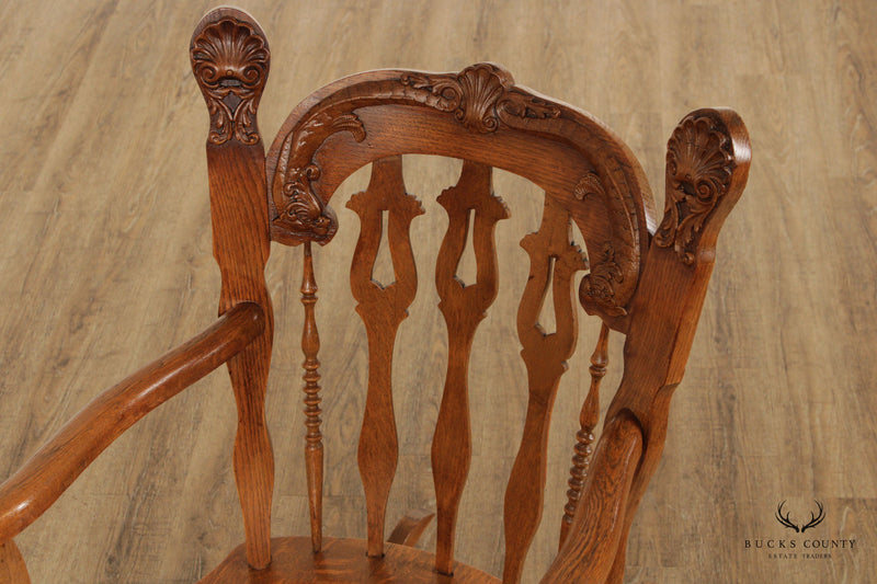 Victorian Renaissance Revival Style Oak Carved Rocker