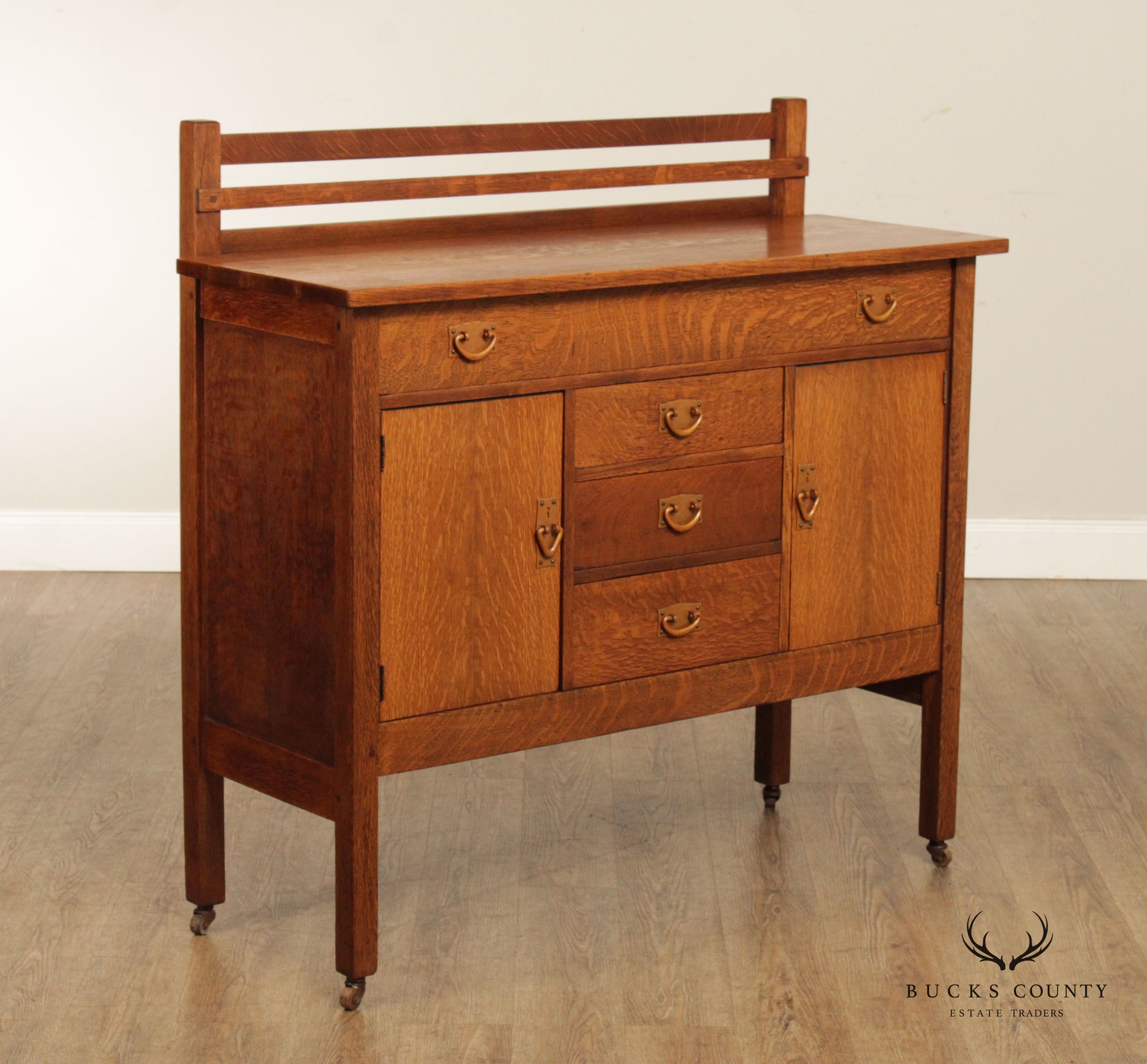 Gustav Stickley Antique Arts and Crafts Oak Sideboard