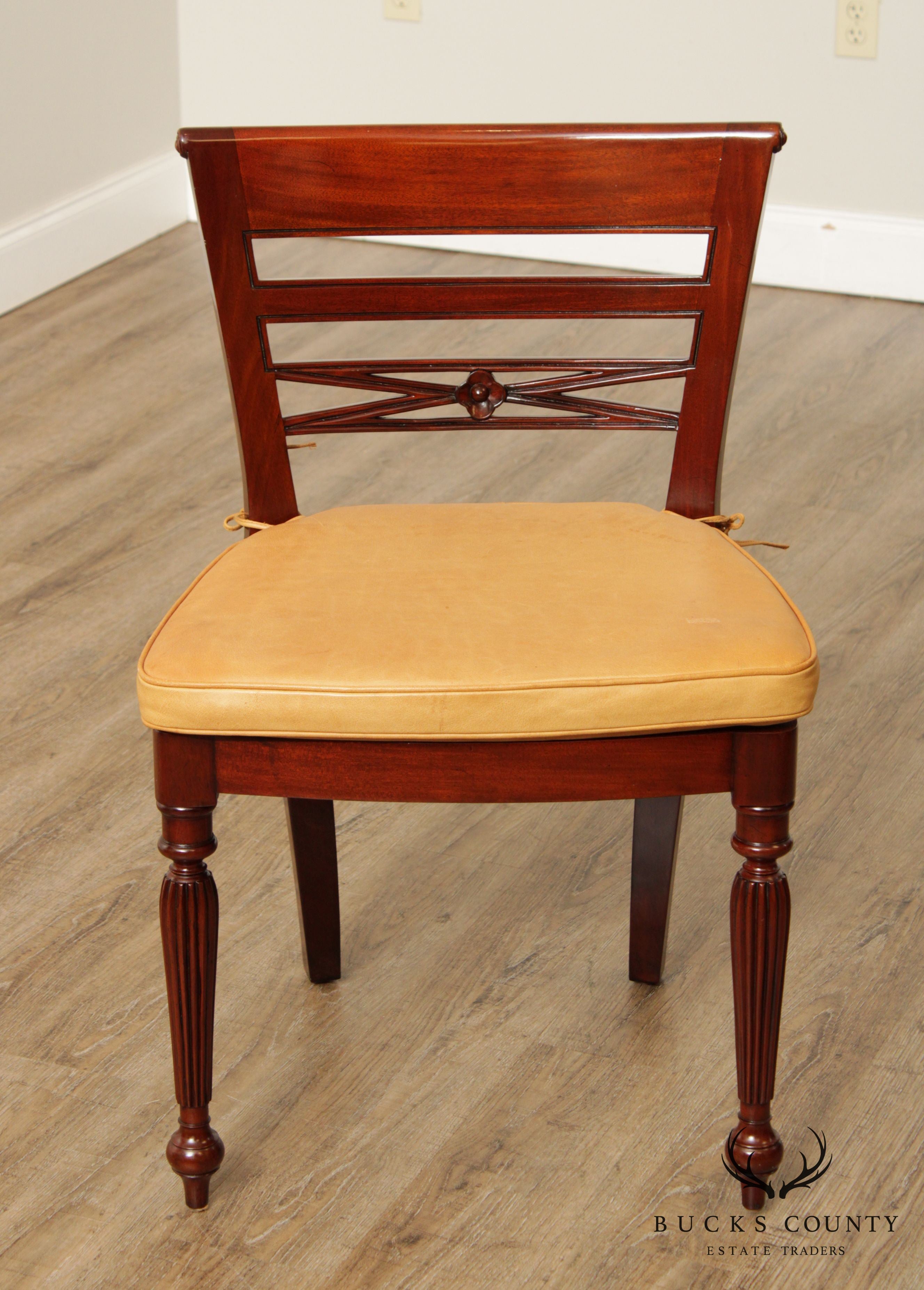 Regency Style Pair of Side Chairs with Leather Cushions