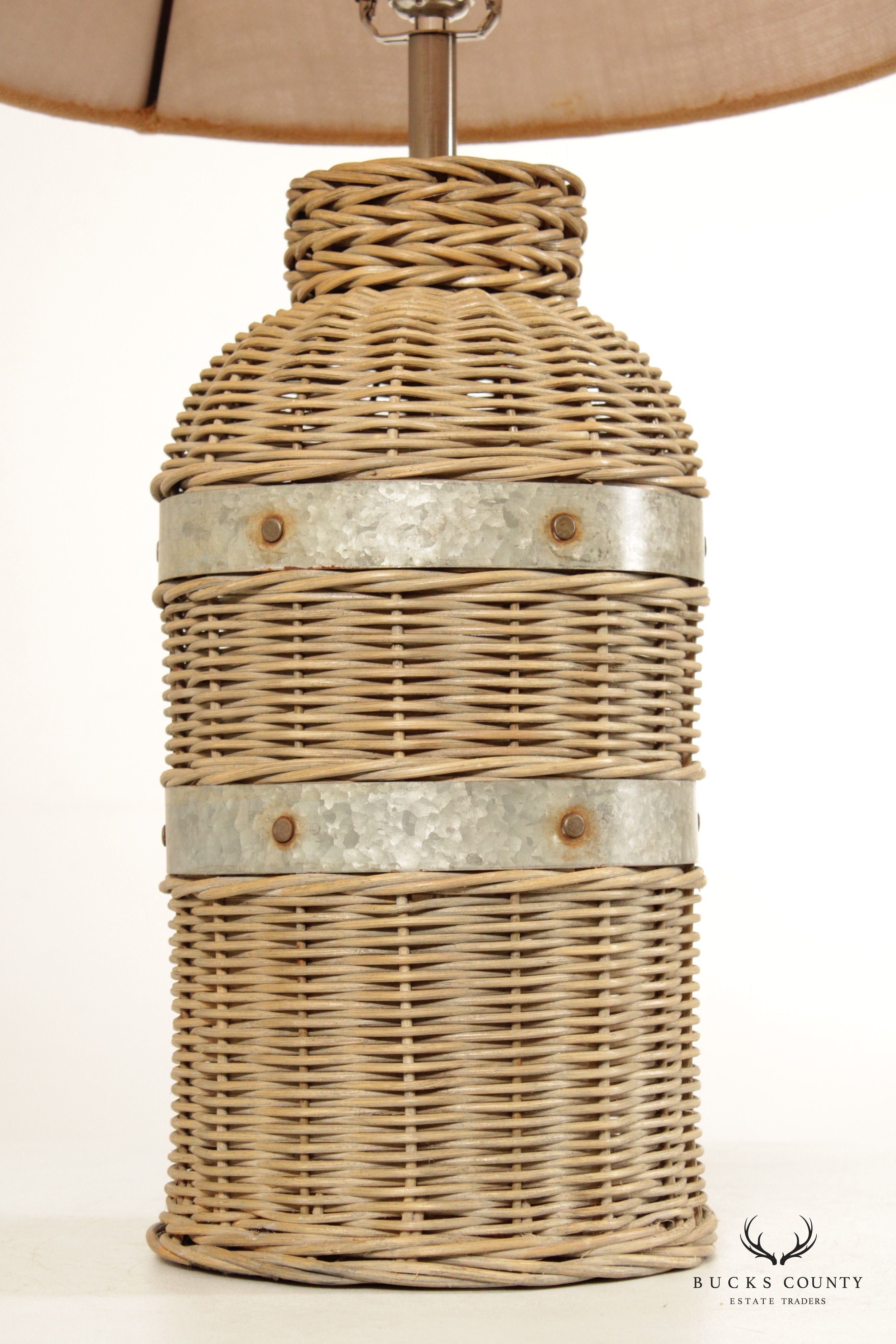 Pottery Barn Wicker and Metal Table Lamp