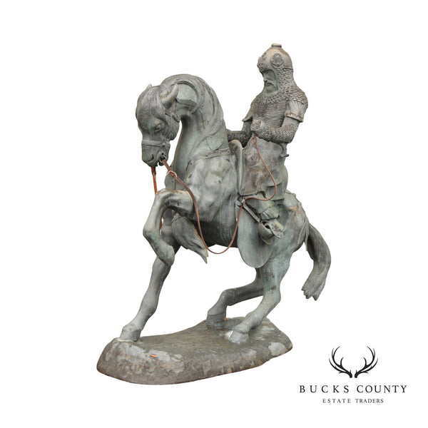 Mongolian Style Horse Warrior Large Bronze Outdoor Statue