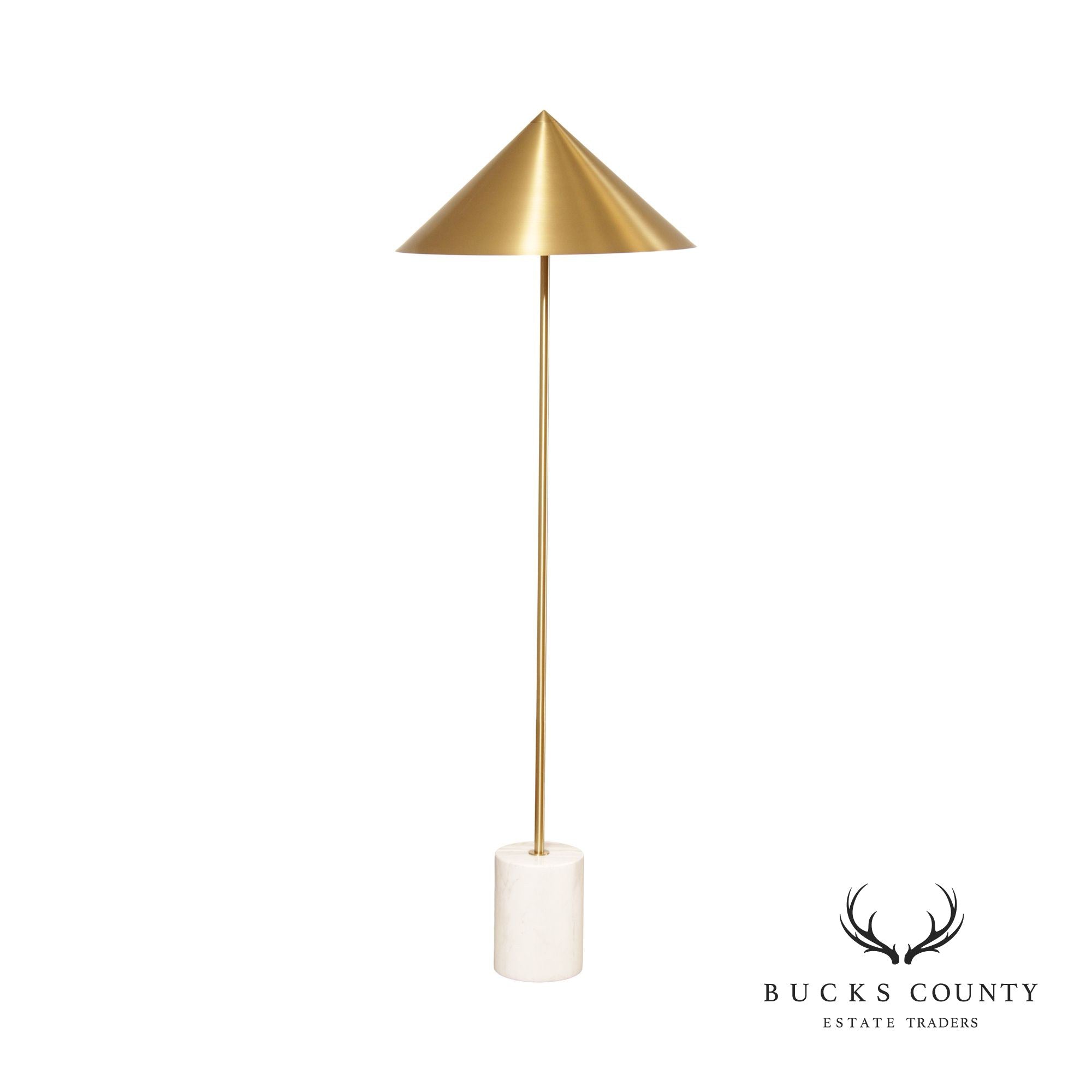 Zuo Minimalist Style Brass and Marble Two-Light 'Bianca' Floor Lamp