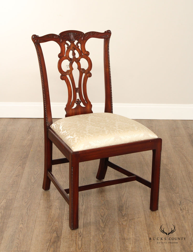 Maitland Smith Chippendale Style Set of Four Carved Mahogany Dining Chairs