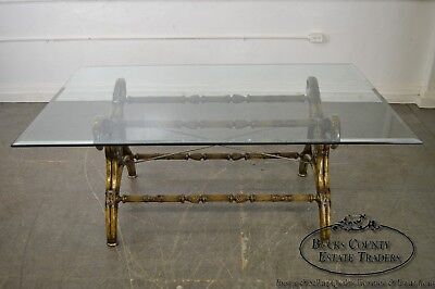 Regency Style Swan Neck X Base Glass Top Dining Table