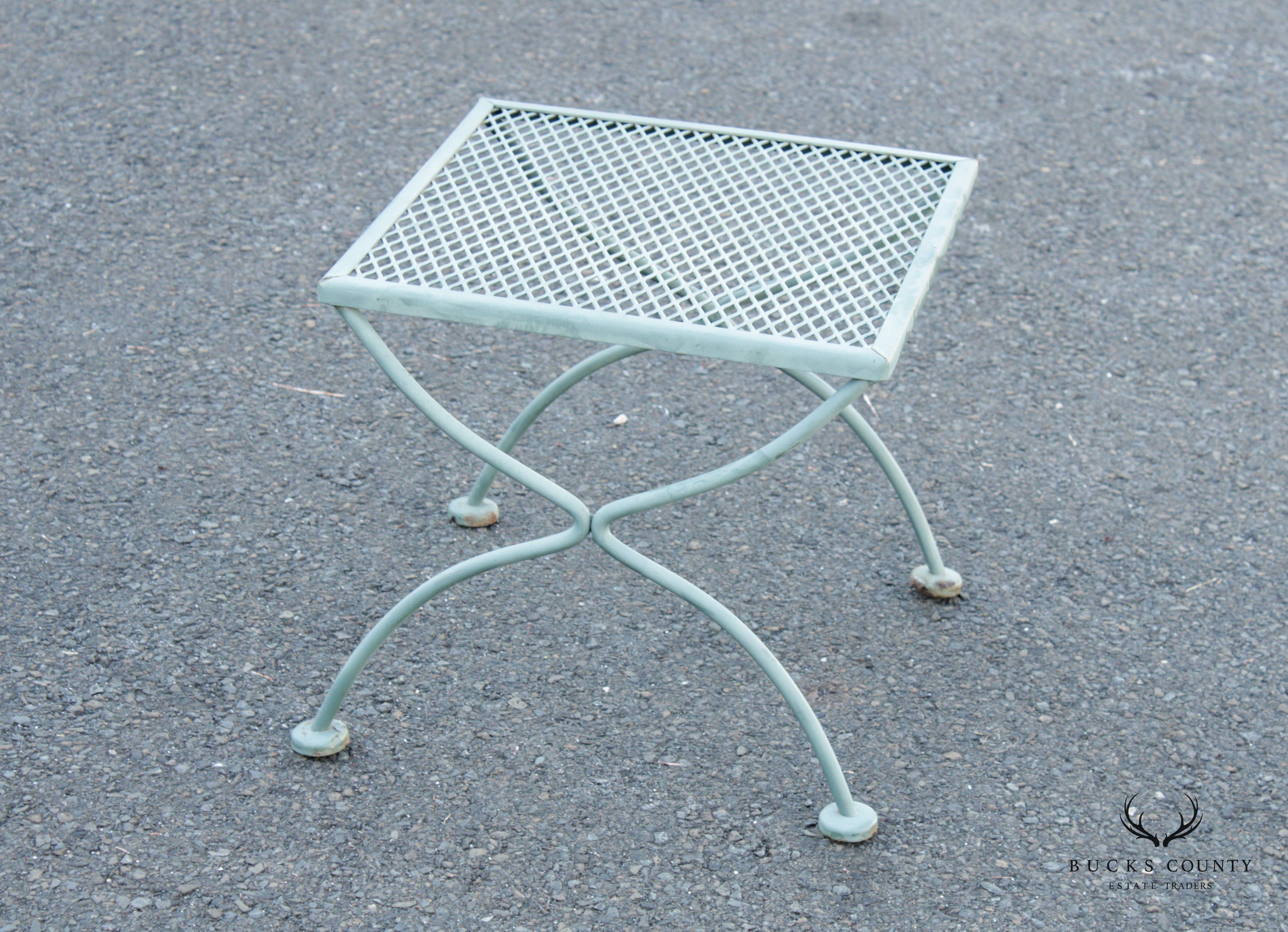 Mid Century Vintage Set Wrought Iron Patio Nesting Tables