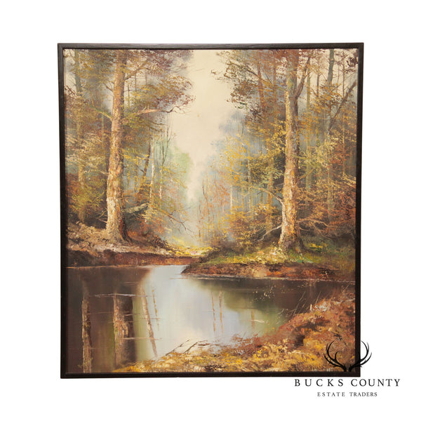 20th Century Forest Landscape with Stream Oil Painting, by Rothschild