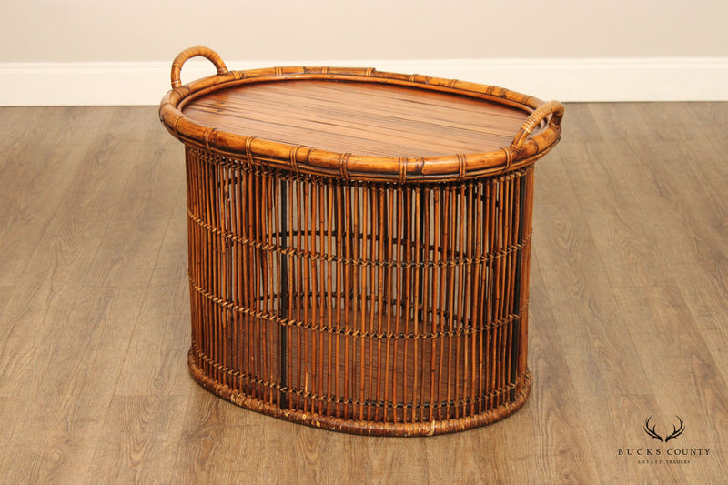 Palecek Bamboo and Rattan Oval Tray Table