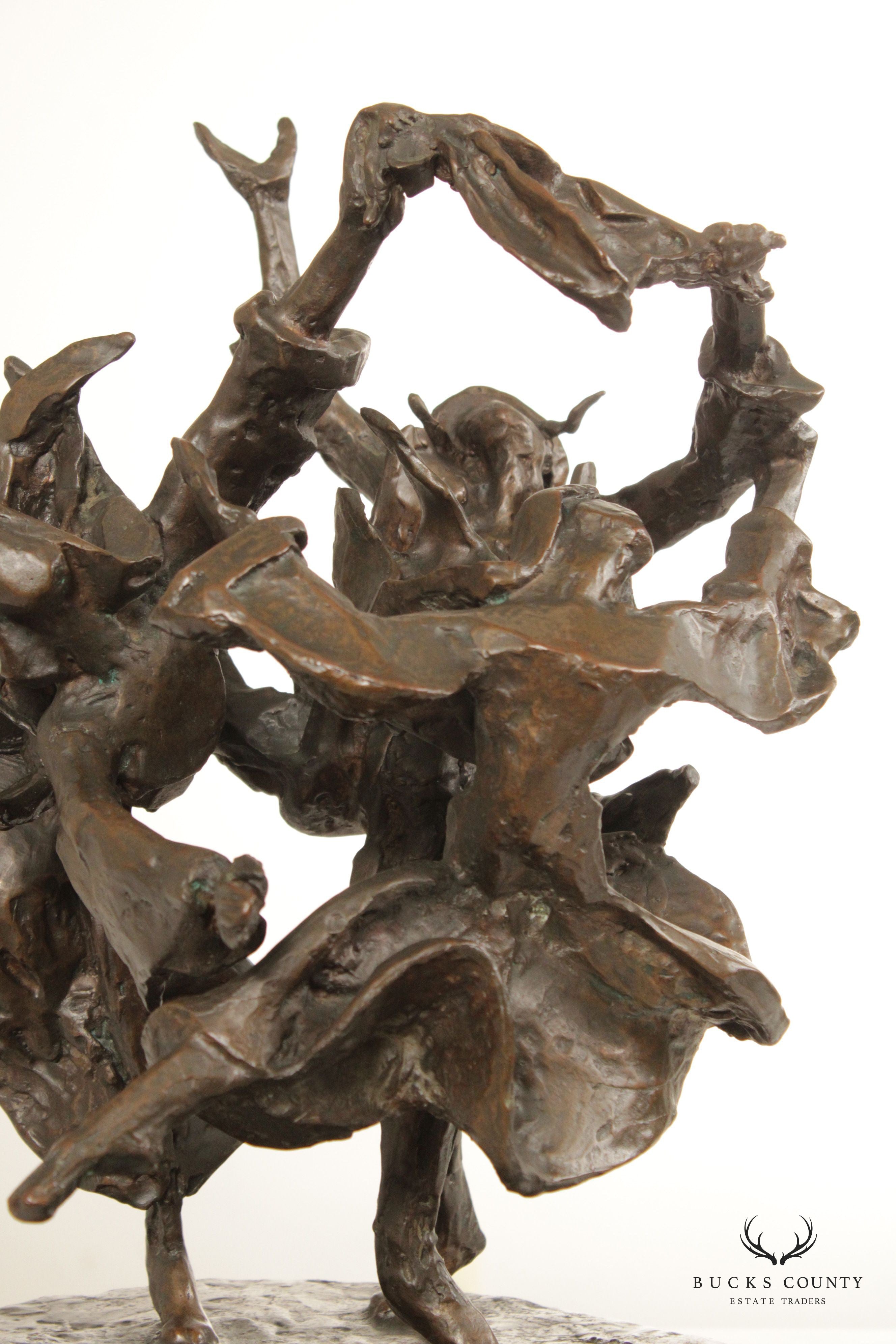 Laura Goodman Abstract Dancing Figures Bronze Sculpture