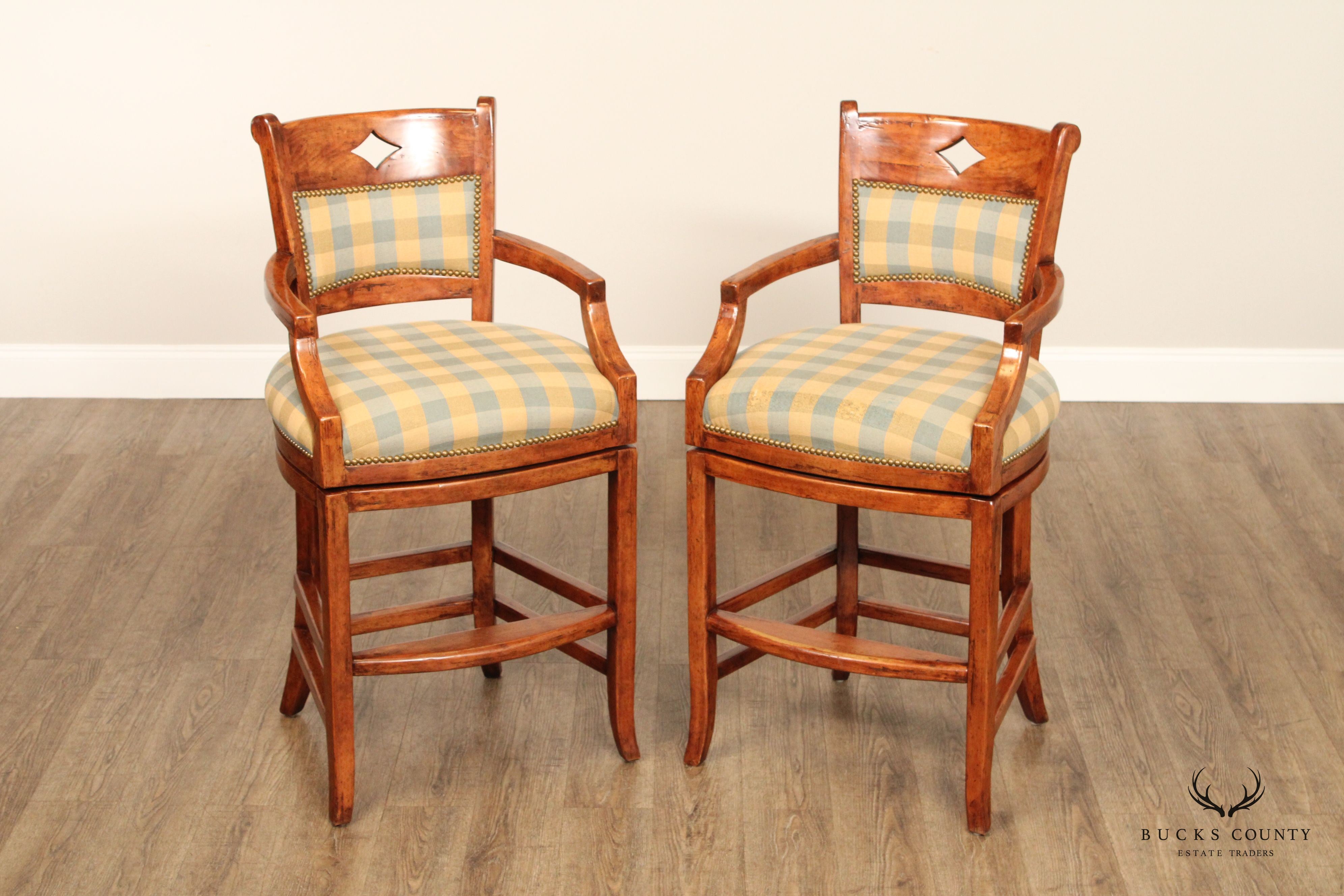 Bausman & Co. Rustic Style Pair of Swivel Barstools