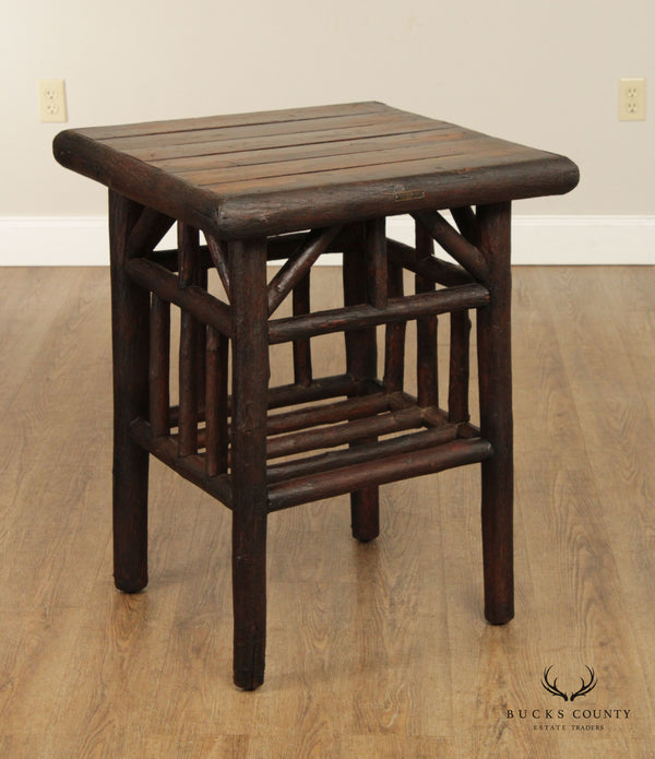 Michigan Cedarcraft Co. Antique Adirondack Style Two Tier Side Table