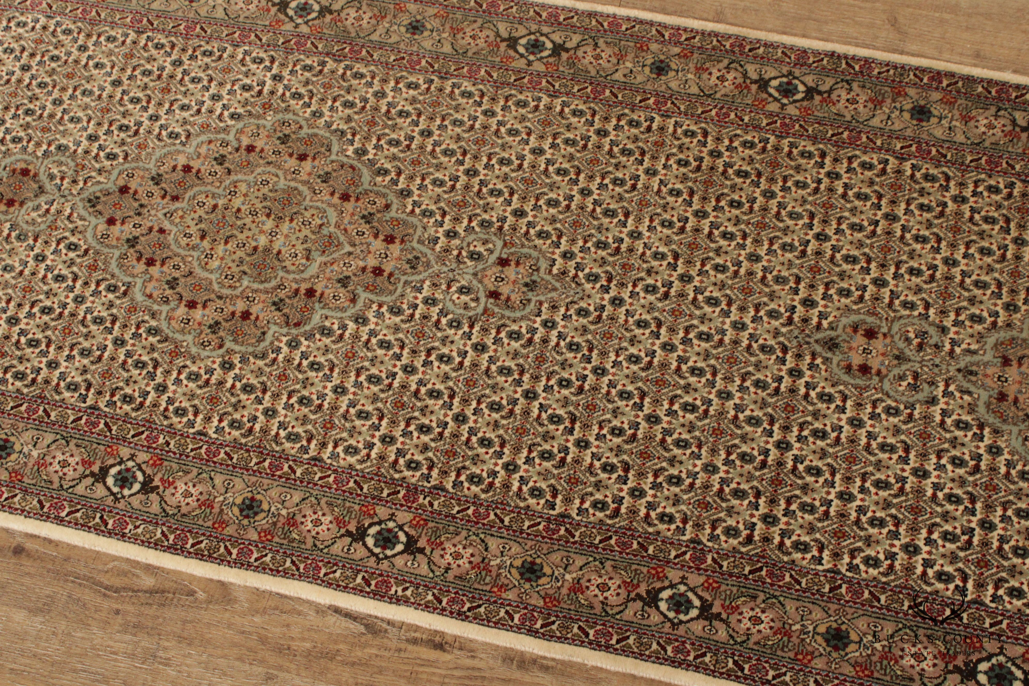 Persian Tabriz Mahi 2'8 Inch x 13'4 Inch Silk Wool Runner Rug