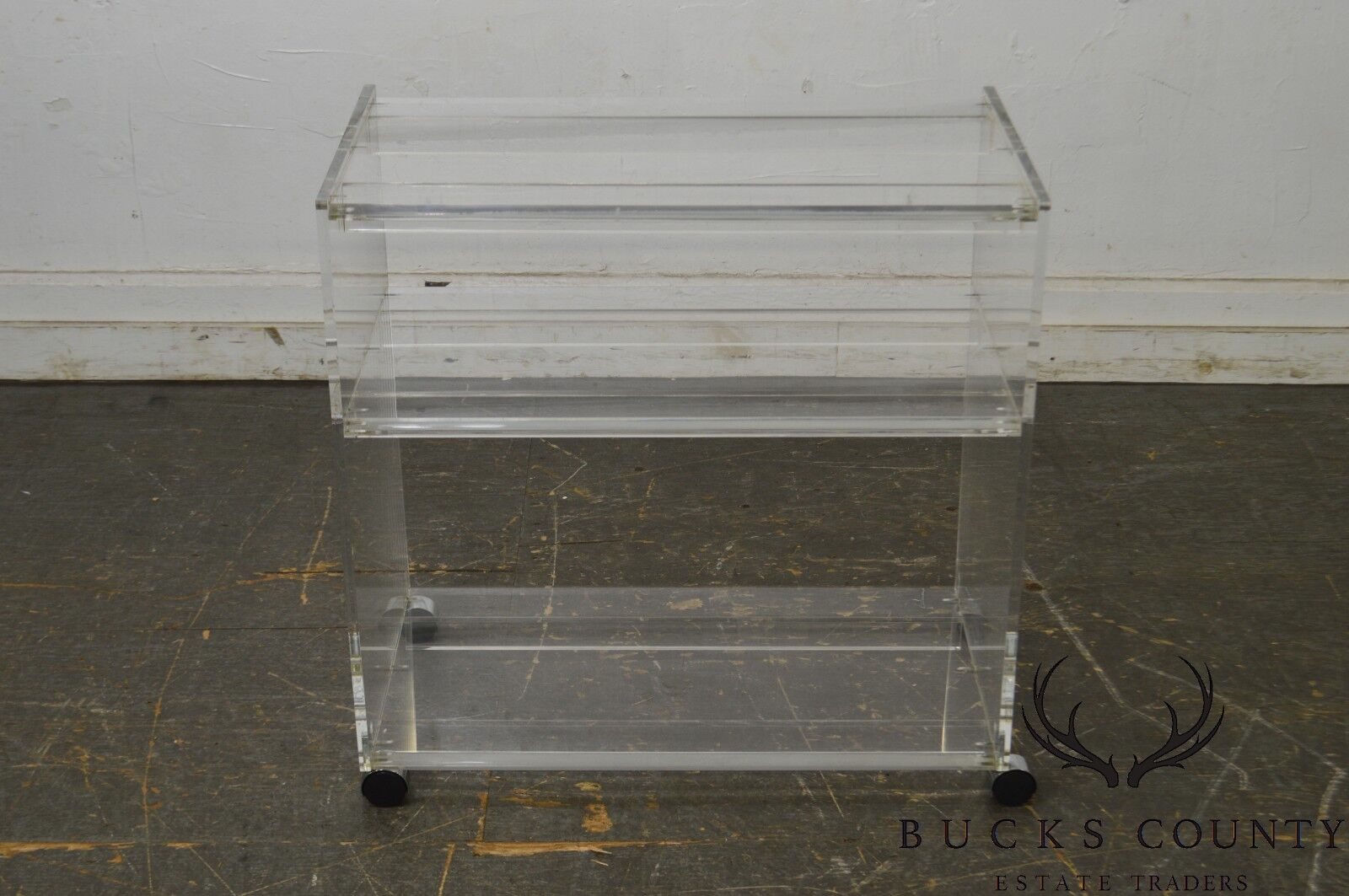 Mid Century Modern Lucite 3 Tier Serving Cart