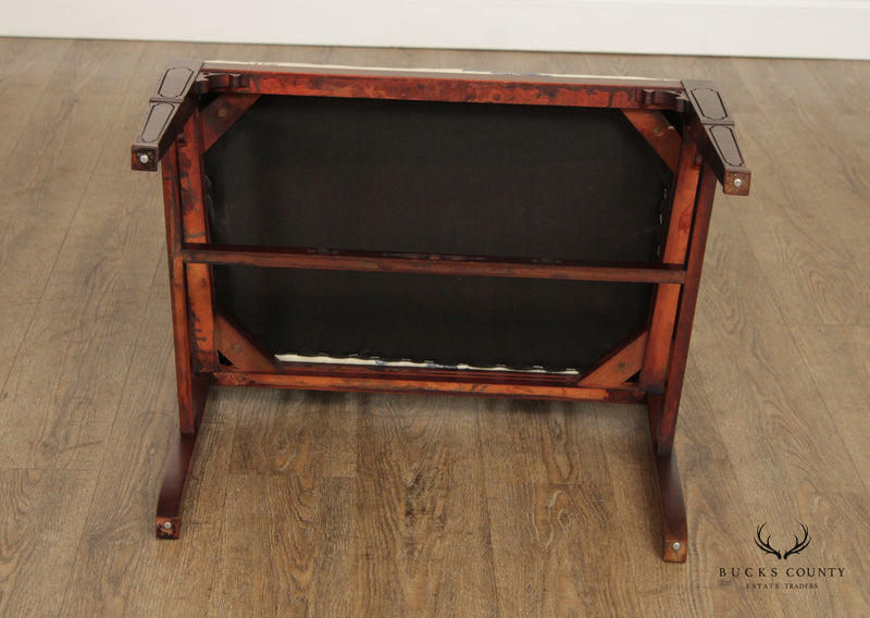 1940's Chinese Chippendale Style Carved Mahogany Vanity Bench