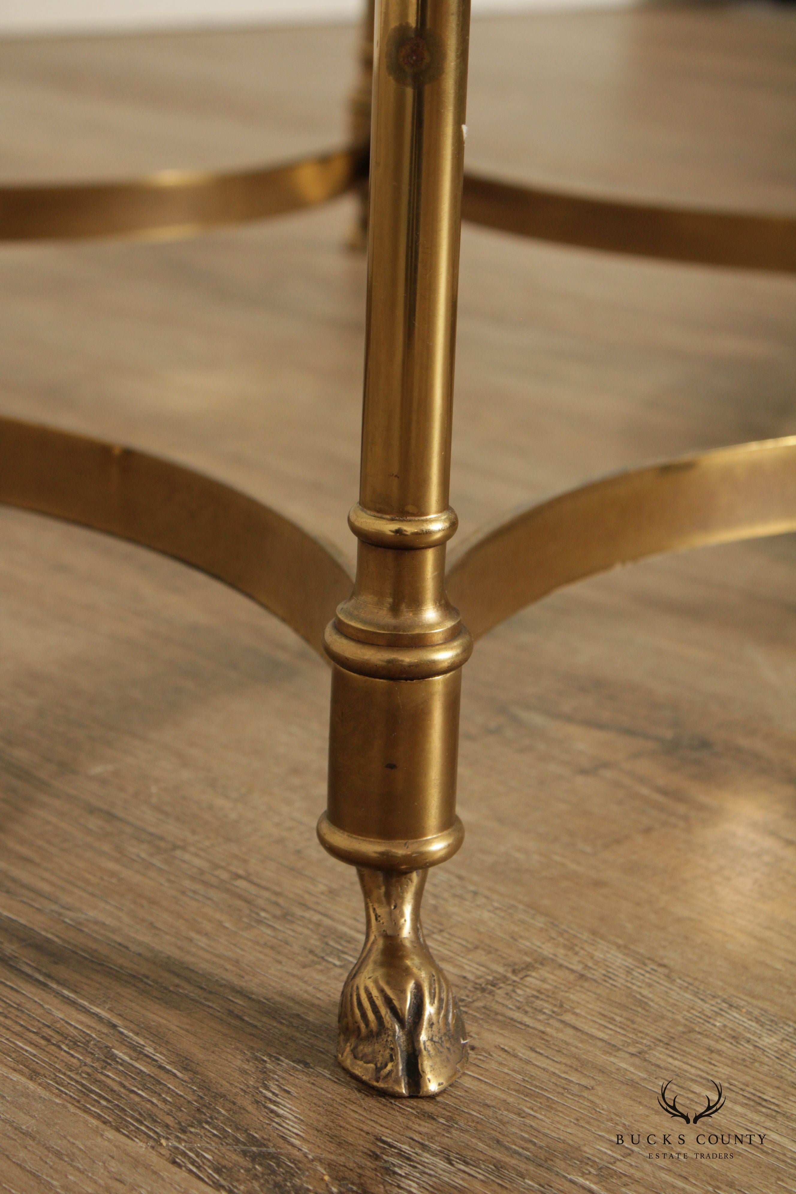 Directoire Style Vintage Brass and Glass Top Coffee Table