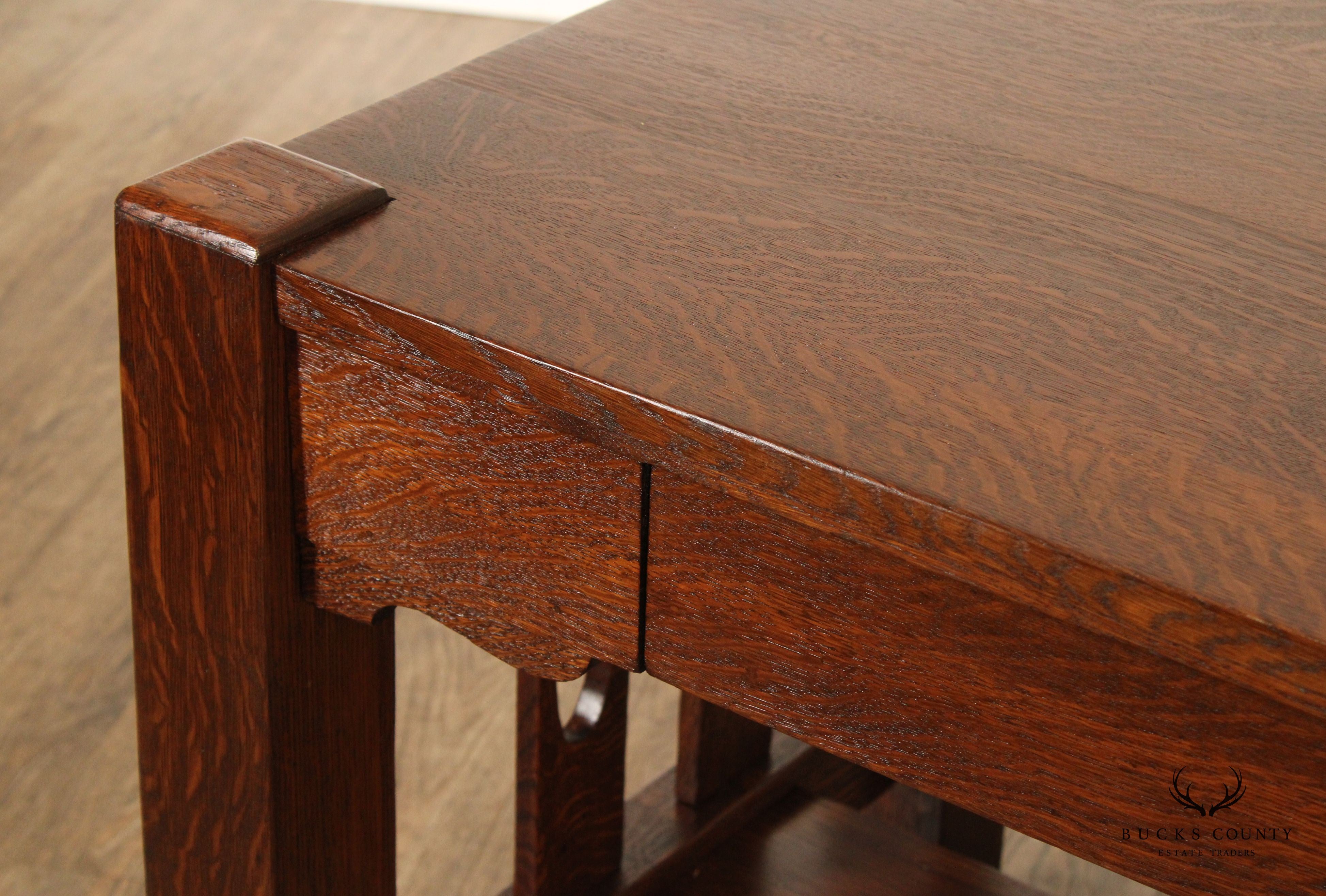 Antique Mission Oak Library Table or Writing Desk