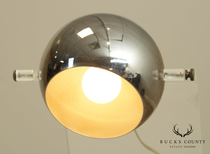 "Primo" Lucite & Chrome Atomic Eyeball Desk Lamp Manner of Sonneman