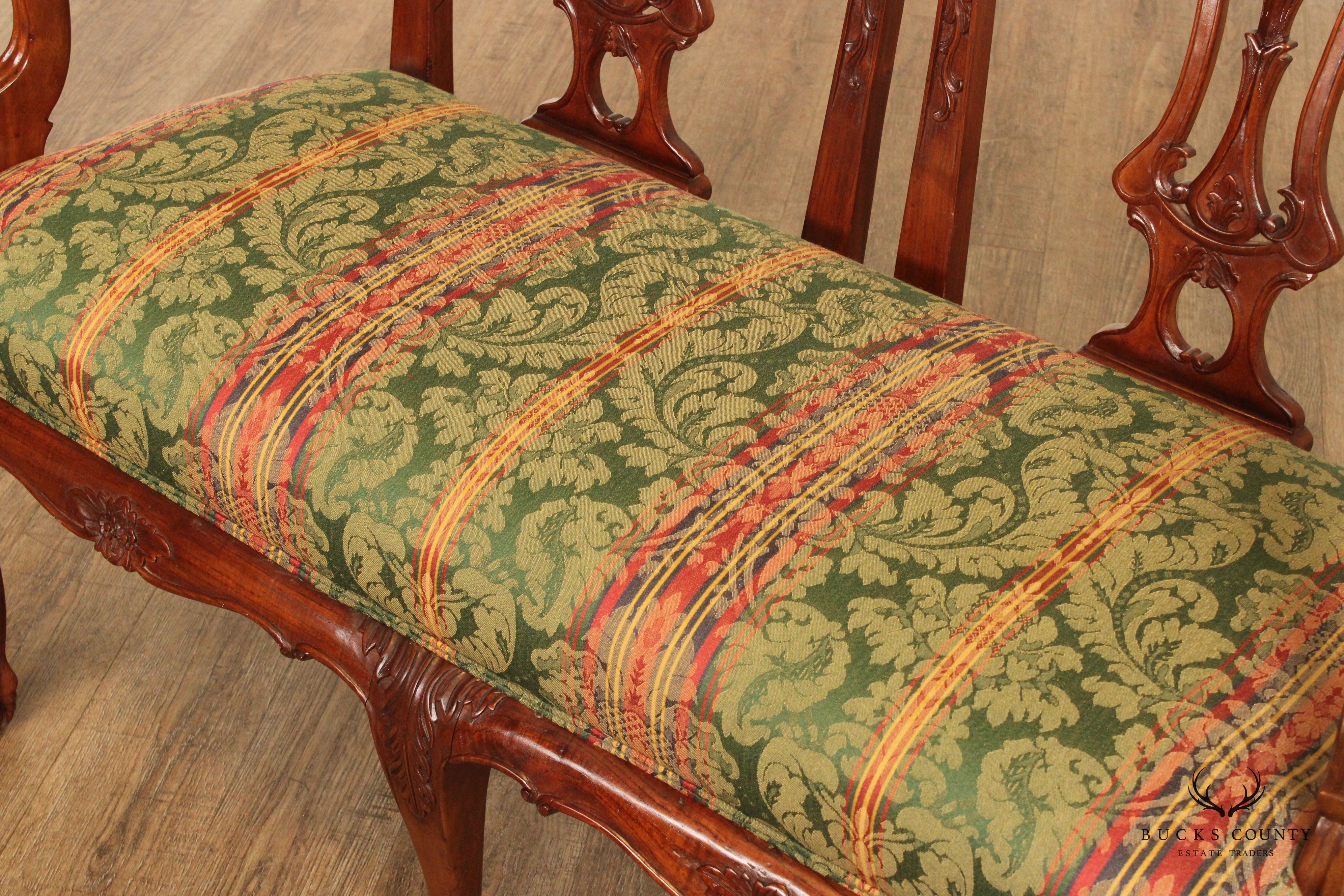 Chippendale Style Carved Mahogany Settee