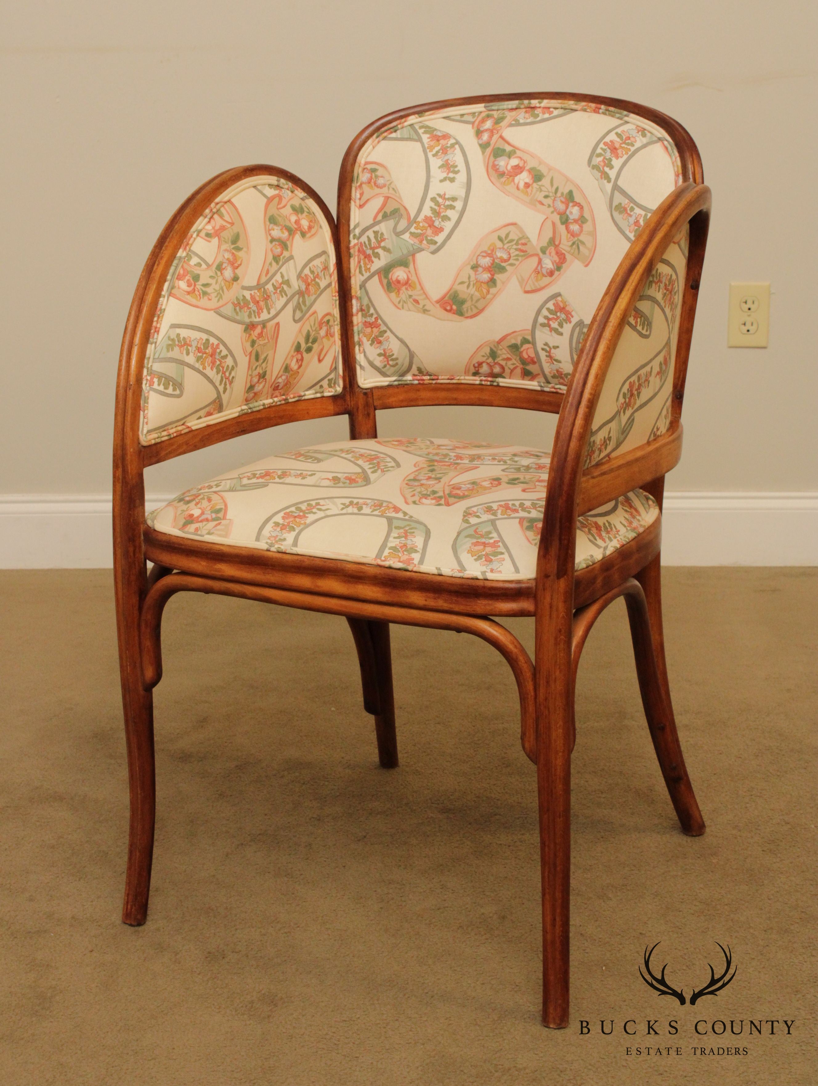 Art Nouveau Antique Pair Bentwood Armchairs