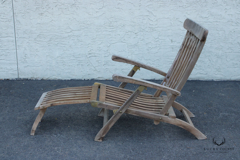 Traditional Teak Wood Outdoor Patio Lounge Chair