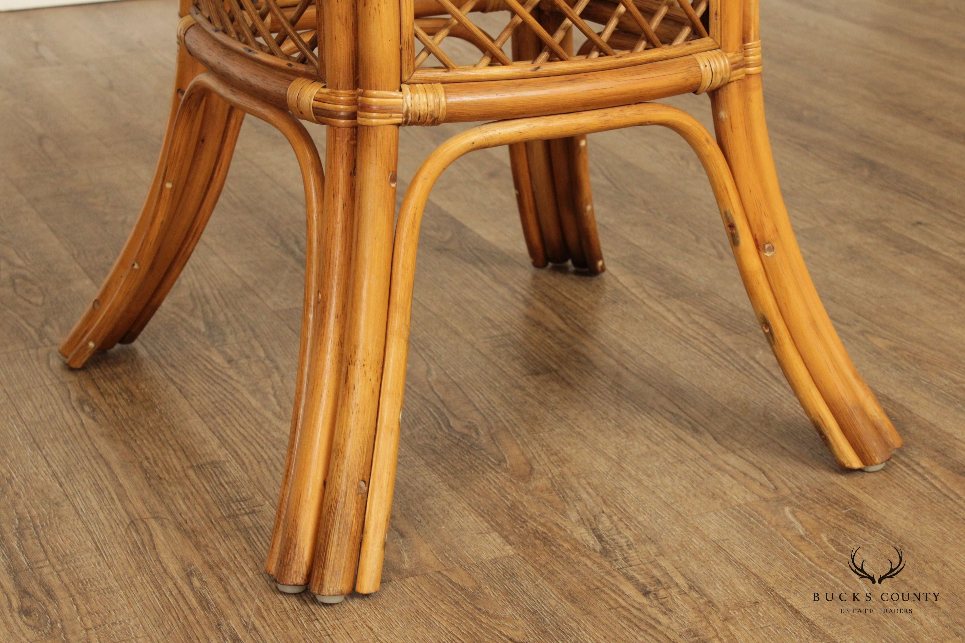 Mid Century Rattan Glass Top Dining Table