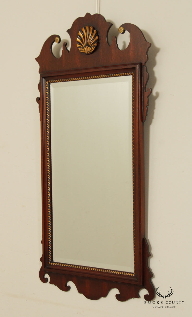 Chippendale Style Vintage Mahogany Gilt Shell Carved Wall Mirror