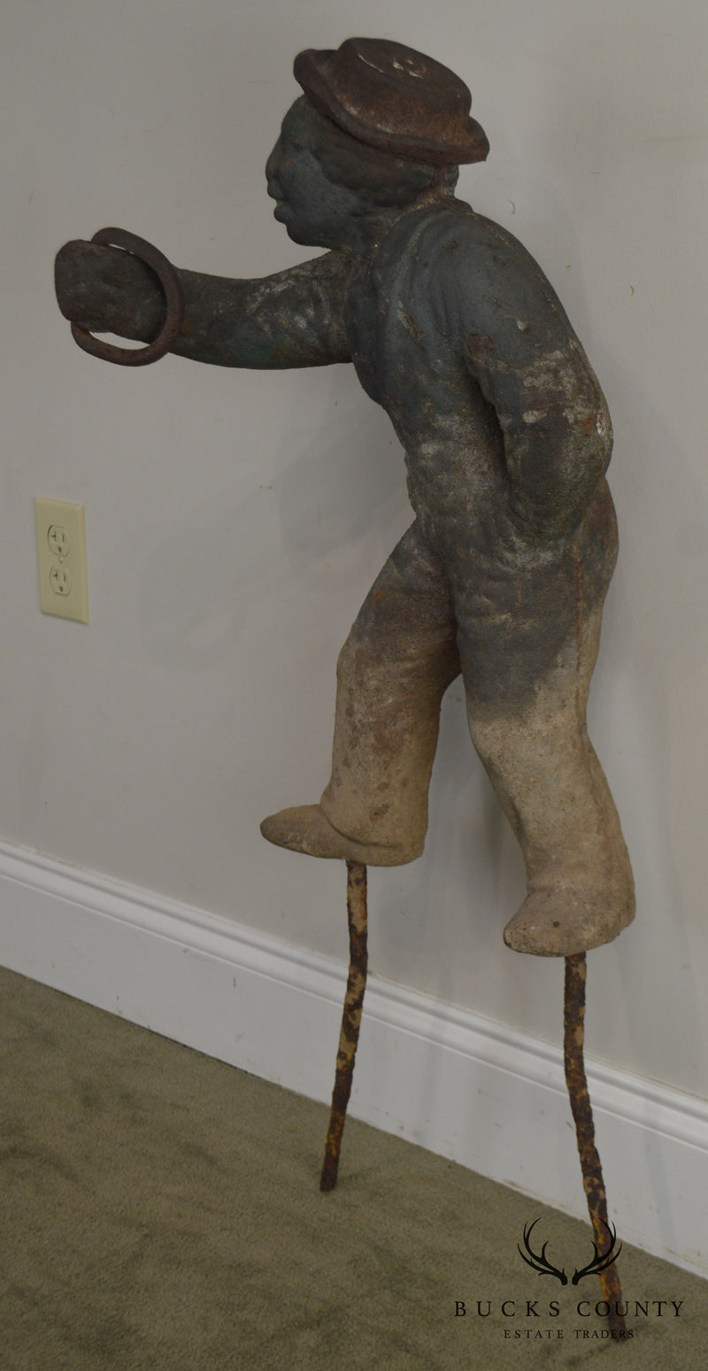 Antique 19th Century Heavy Cast Iron Lawn Jockey "Jocko"