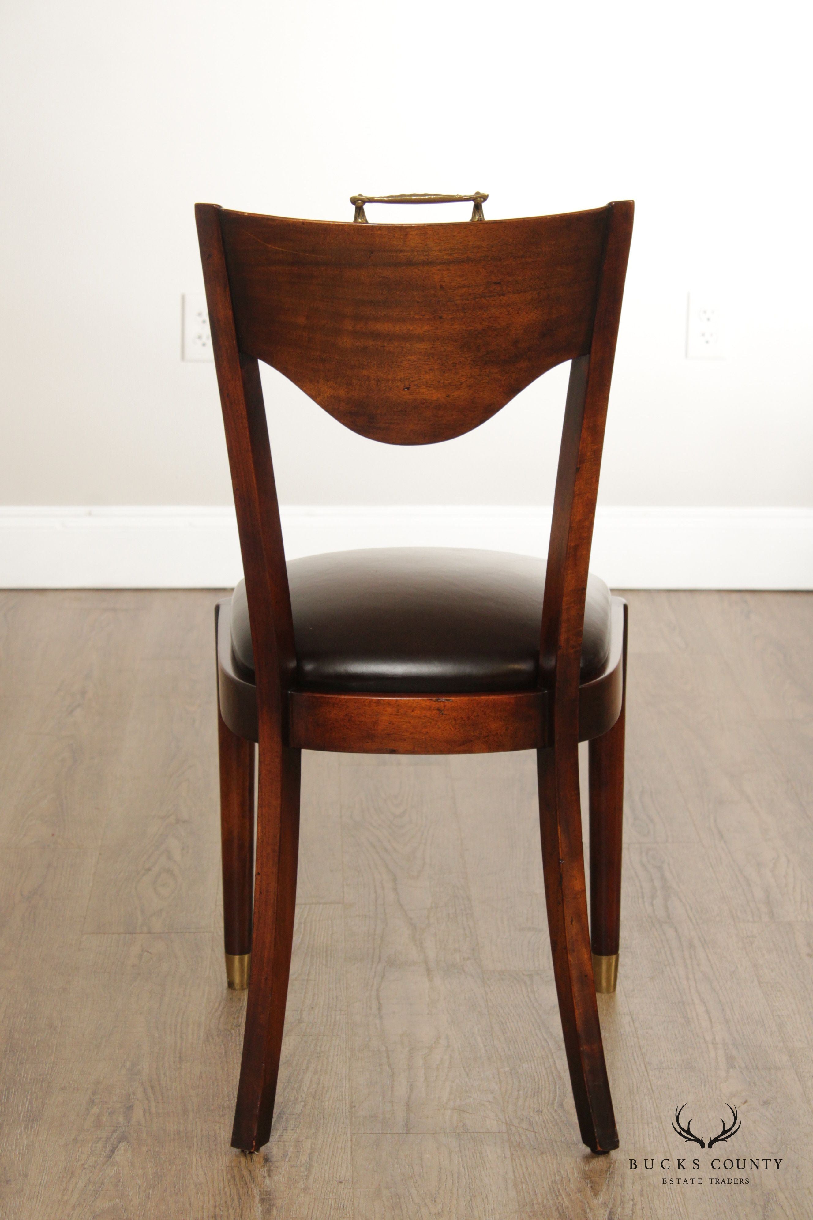 Regency Style Wood and Leather Side Chair