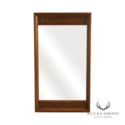 Mid Century Modern Pecan Wood Frame Mirror