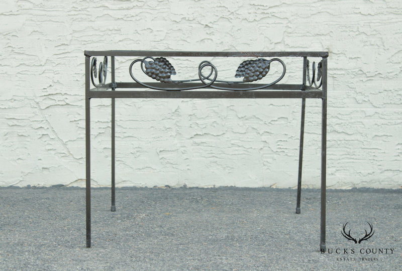 Vintage Wrought Iron Grape Pattern Garden Patio Side Table