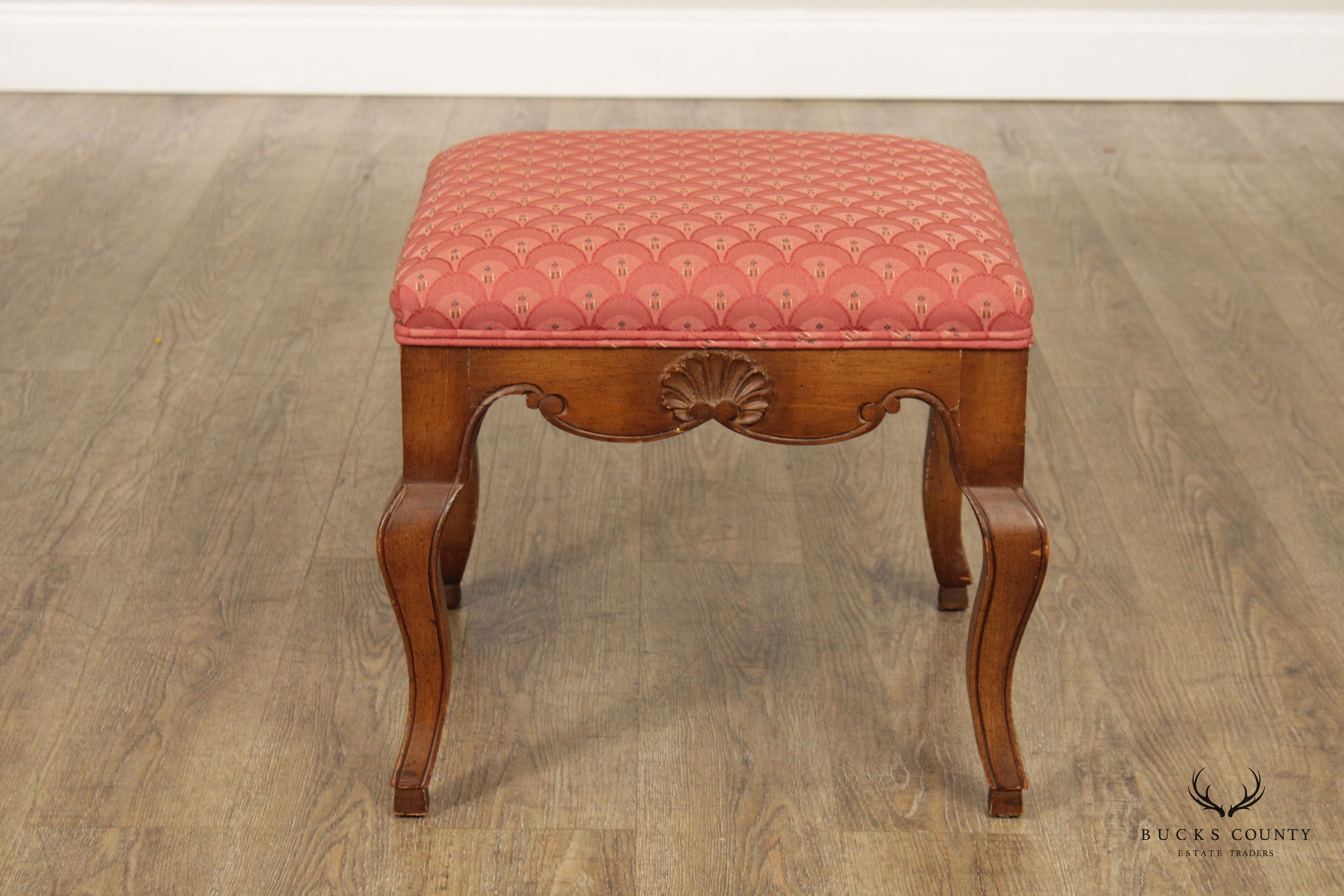 French Rococo Style Pair of Carved Stools