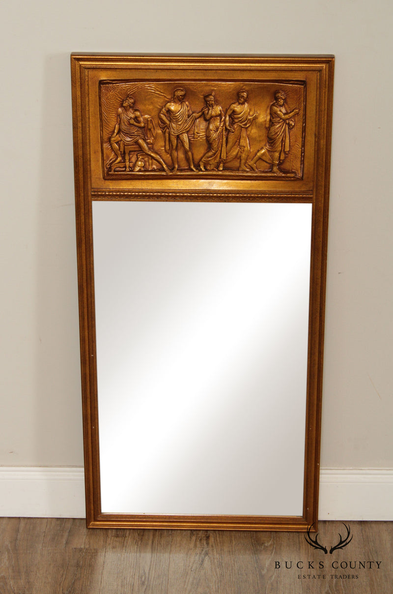 Empire Style Gilt Pier Mirror With Relief Carved Classical Figures