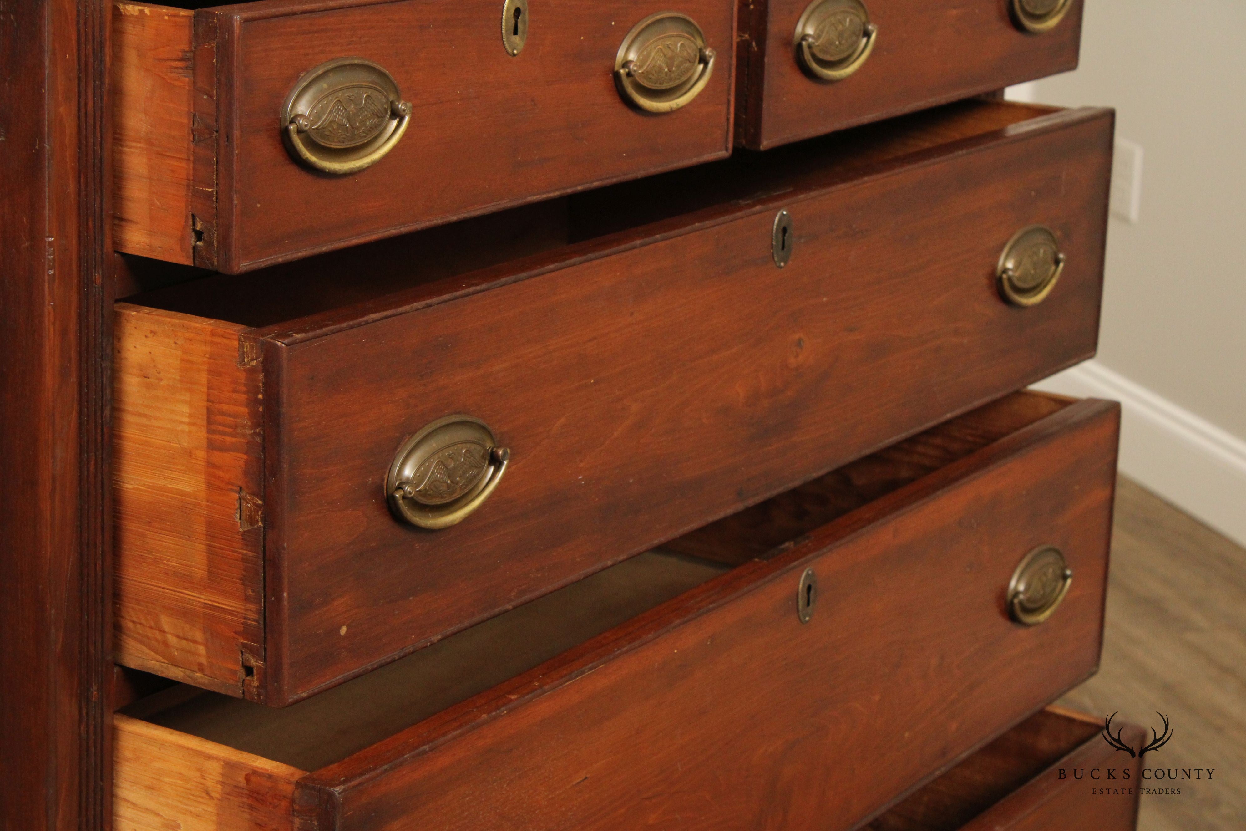 Antique Pennsylvania Sheraton Period Poplar Chest of Drawers