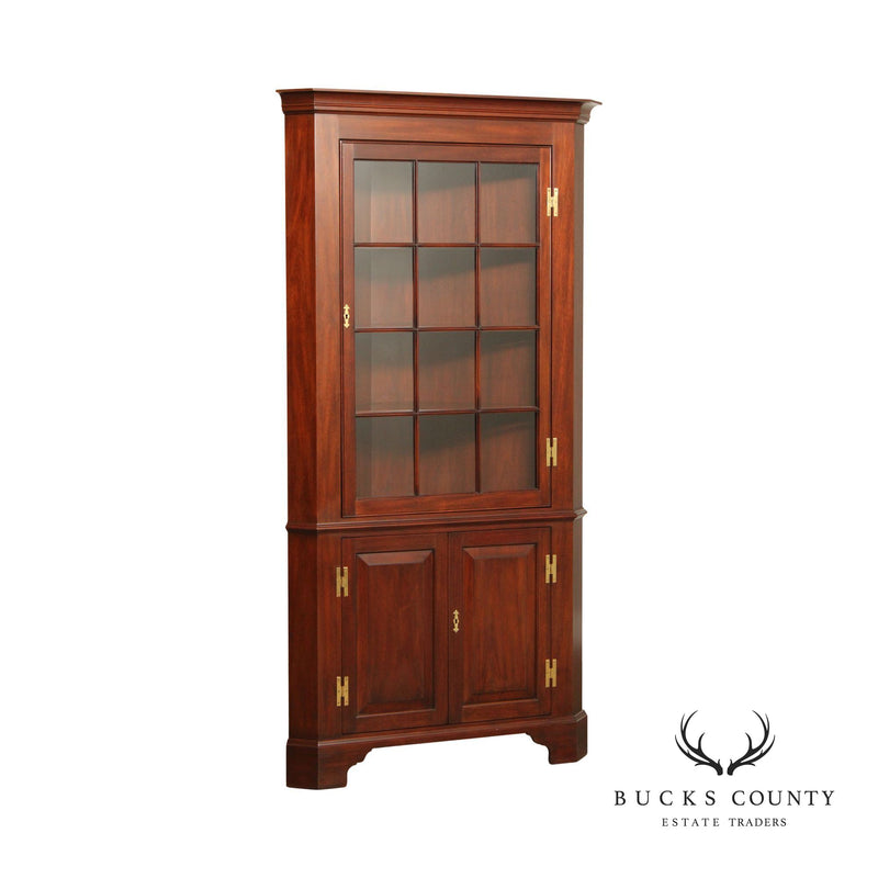 Henkel Harris Chippendale Style Mahogany and Glass Corner Cabinet