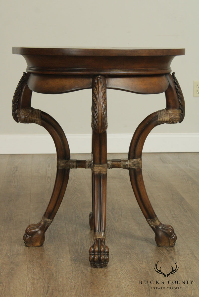 Regency Style Round Star Inlaid Side Table, Claw Feet