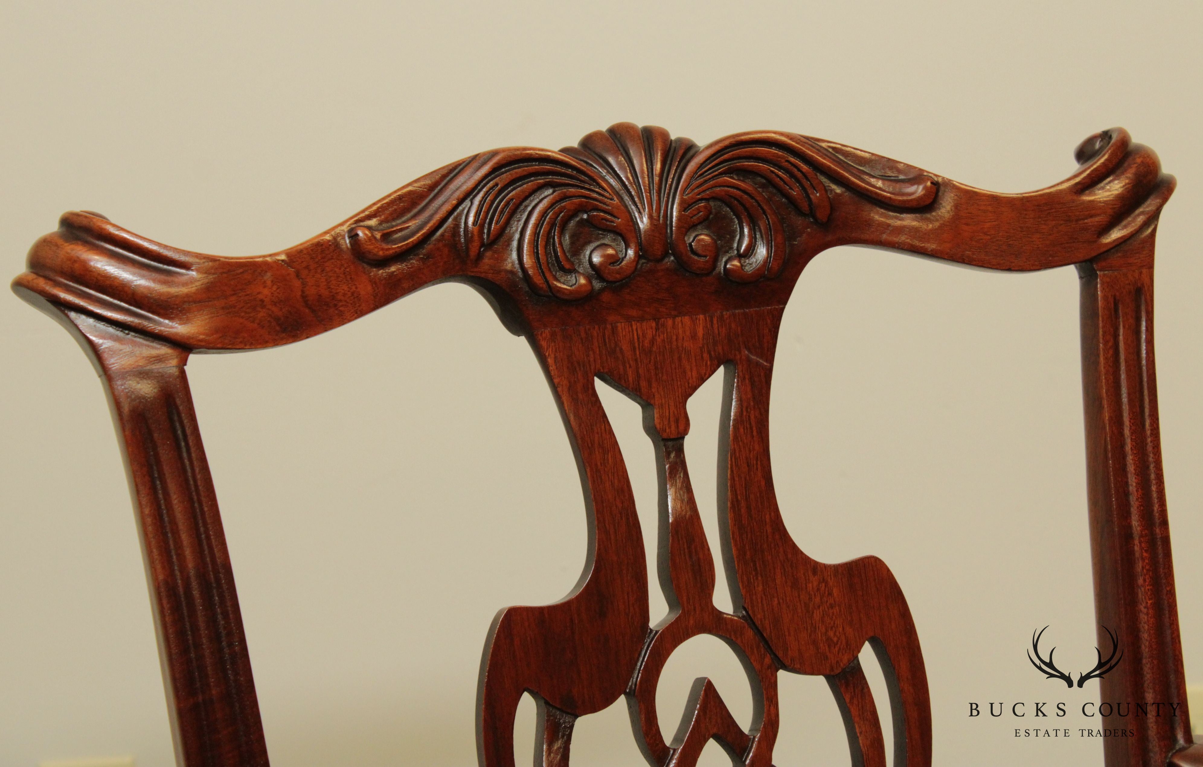 Chippendale Style Quality Carved Mahogany Ball and Claw Armchair