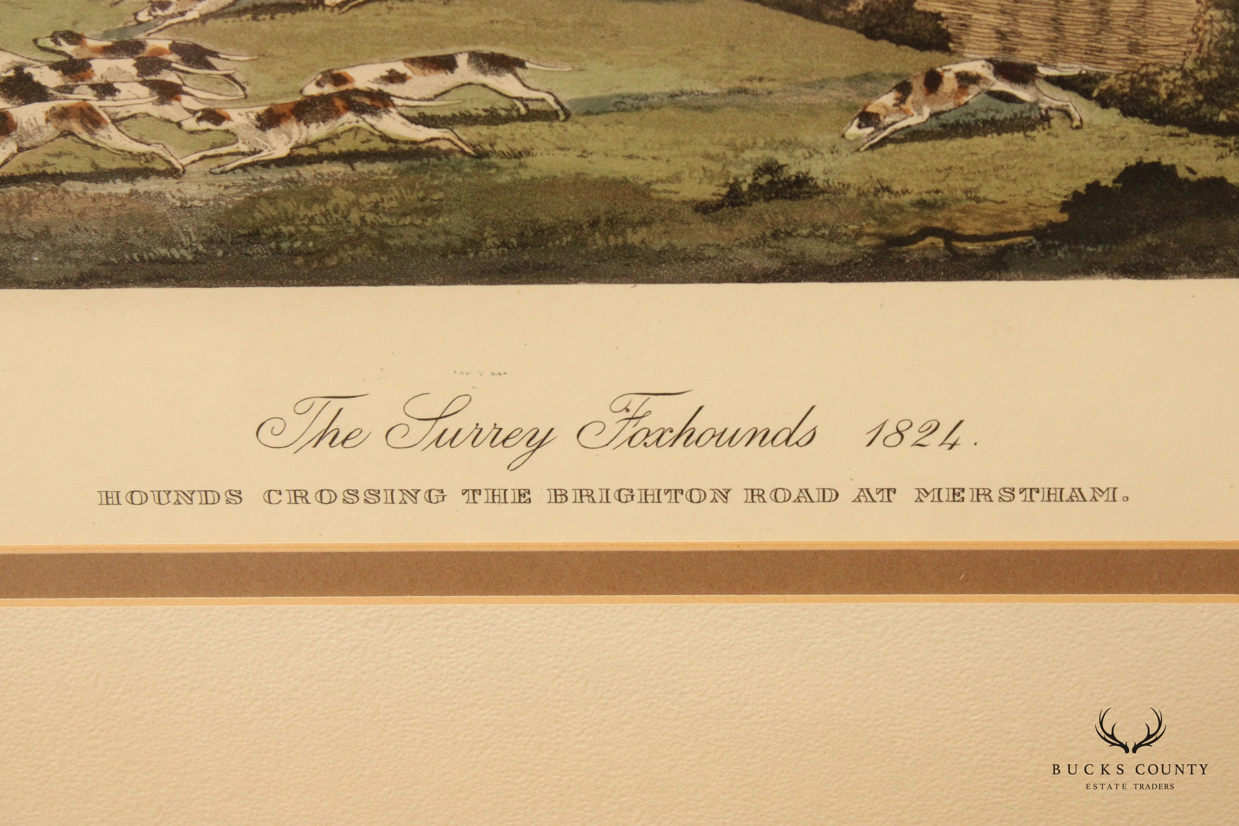 English 'The Surrey Foxhounds 1824' Aquatint Engraving, After Dean Wolstenholme