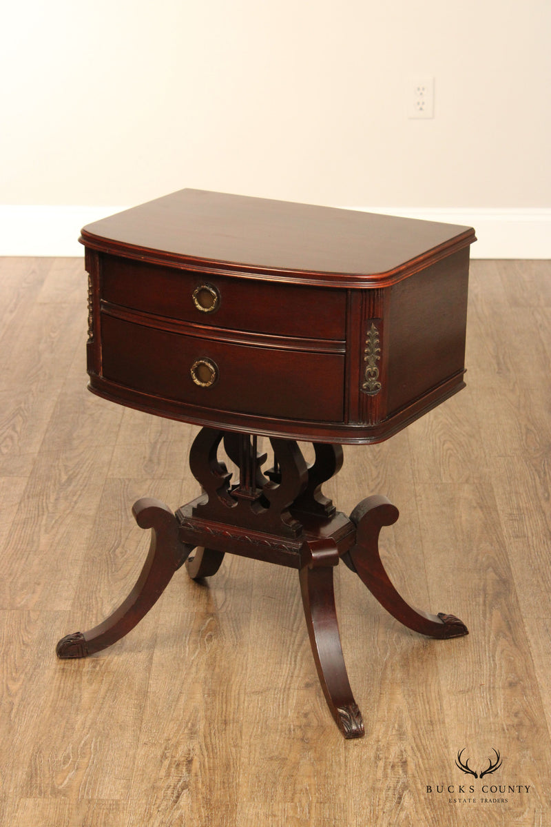 1940's American Classical Style Mahogany Lyre Base Nightstand