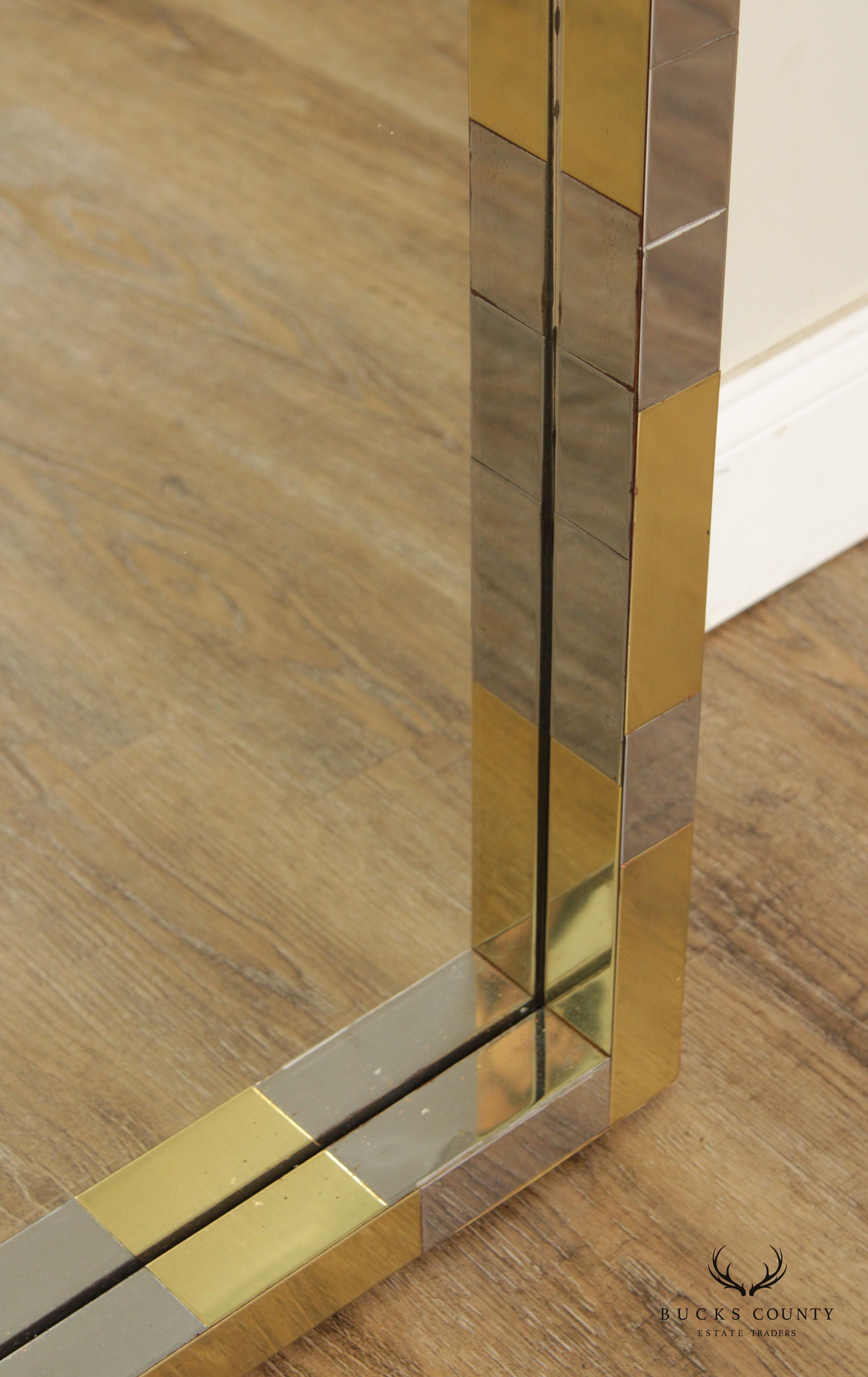 Paul Evans 'Cityscape' Brass and Chrome Full Length Mirror