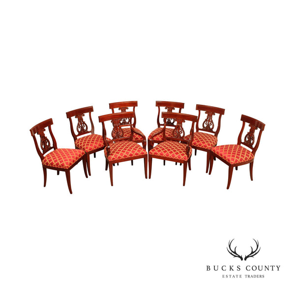 Kindel Neoclassical Style Set of Eight Mahogany Dining Chairs