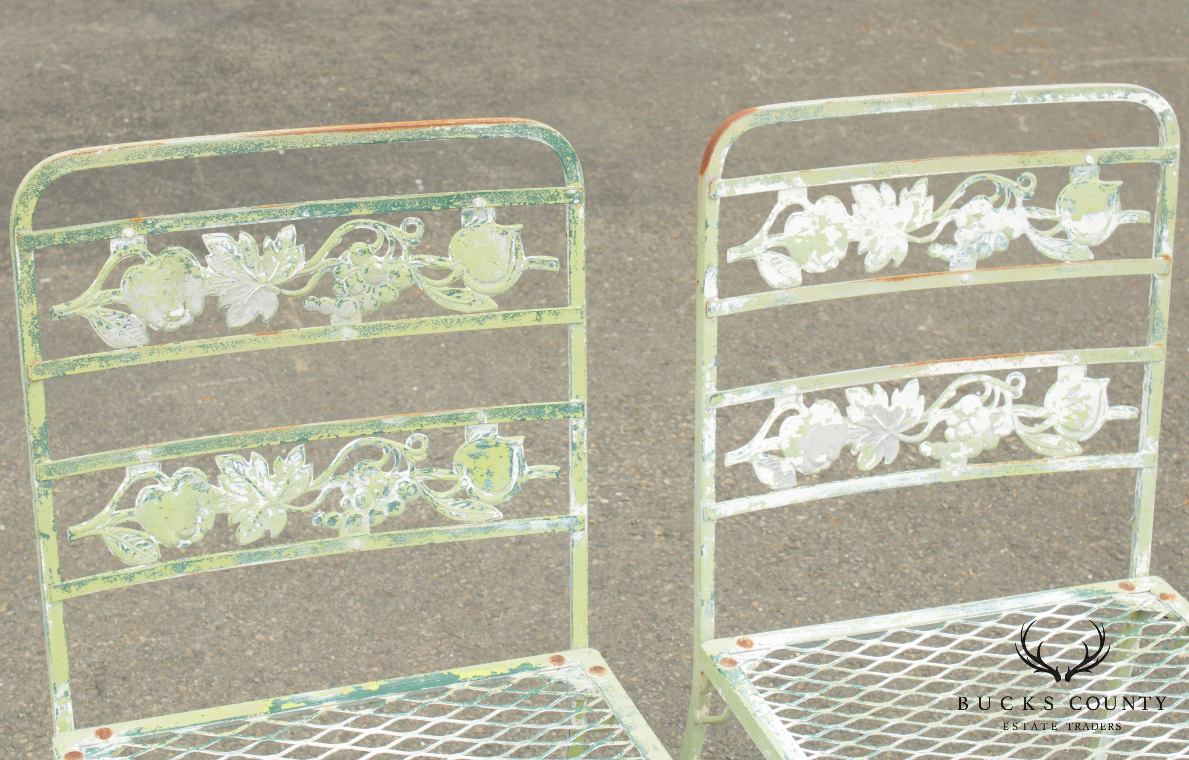 Vintage Iron Square Garden Table with 2 Chairs