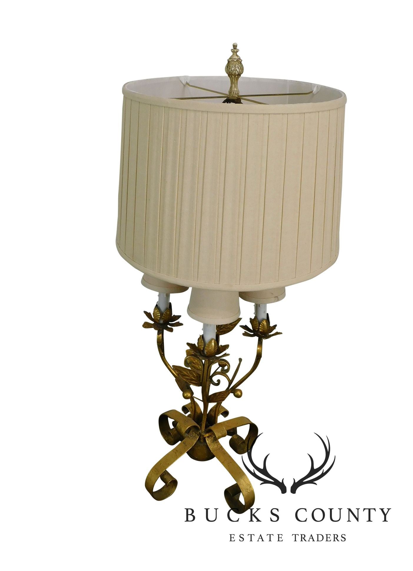 Italian Gilt Metal Candelabra Lamp