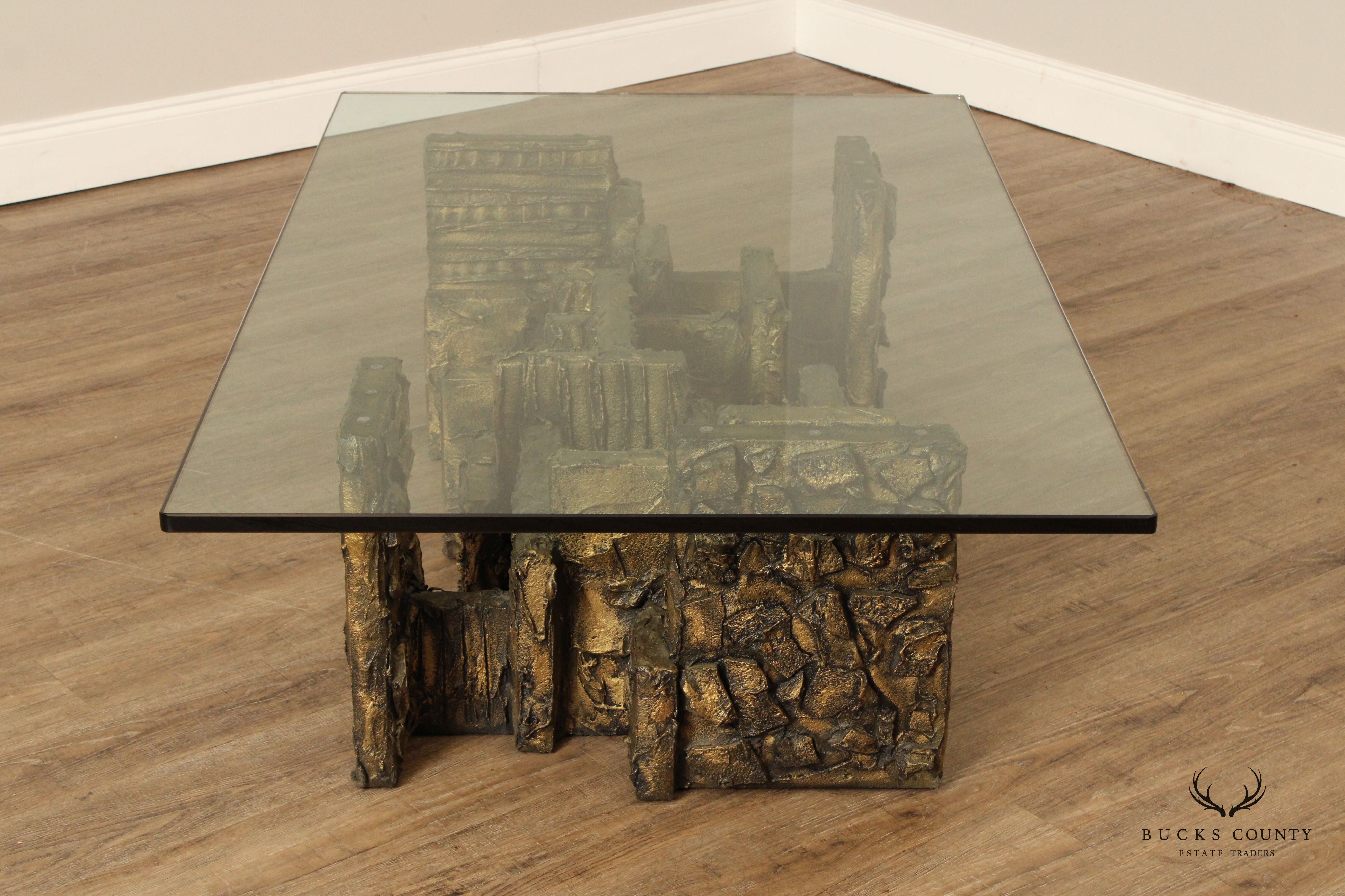 Paul Evans Brutalist Style 'PE 131' Bronzed Coffee Table