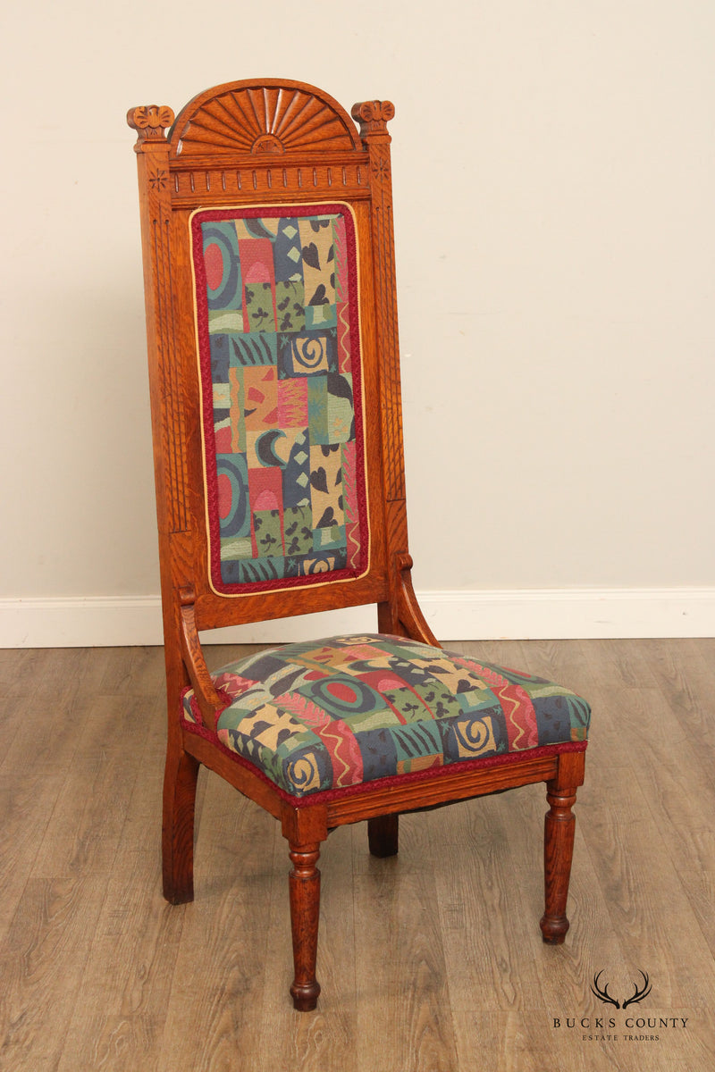 Antique Eastlake Carved Oak High-Back Chairs