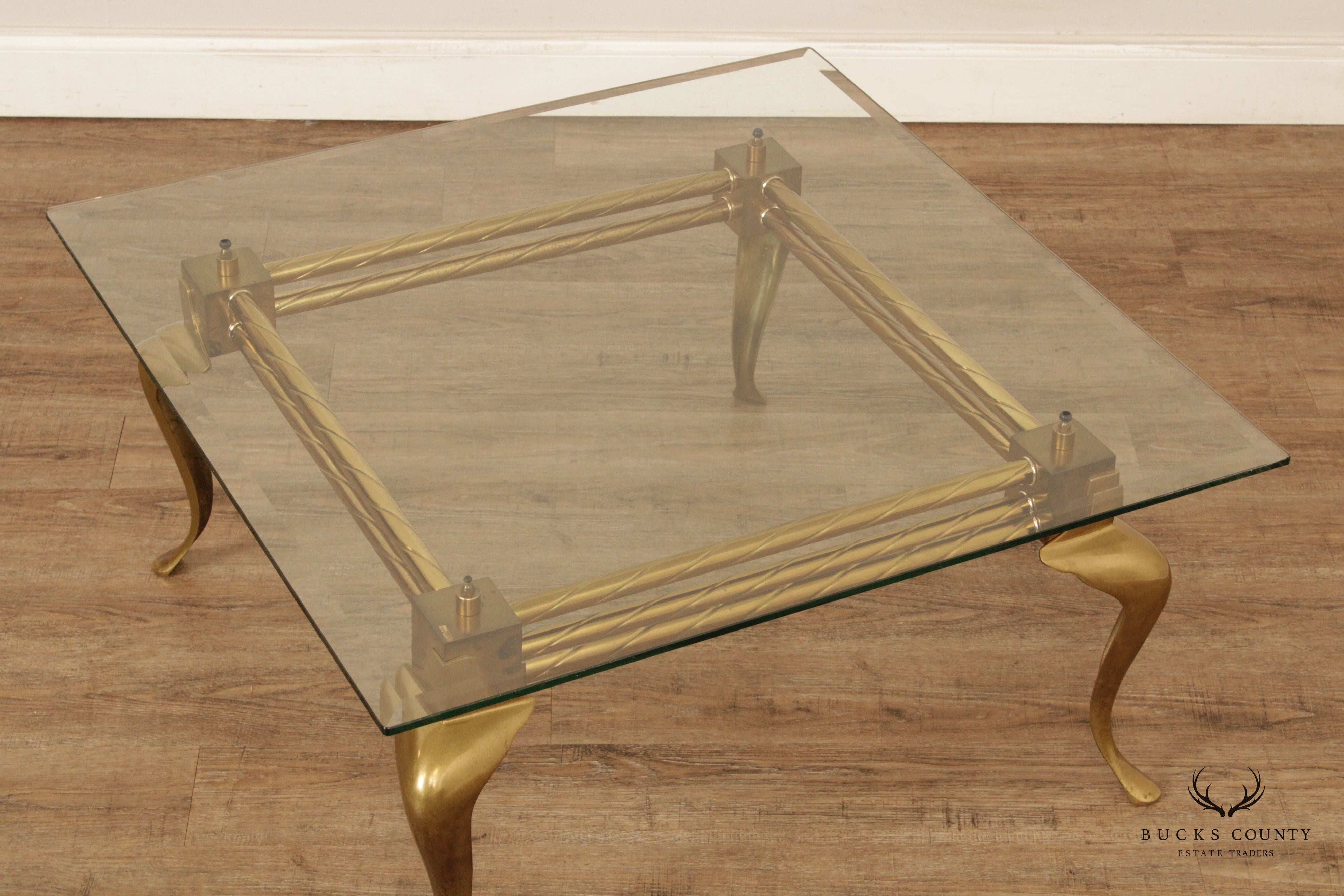 Vintage French Style Brass and Glass Coffee Table