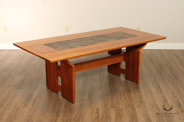 Studio Custom Crafted Slate Top Cherry Trestle Dining Table