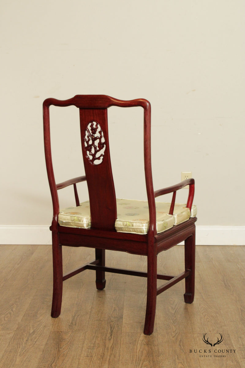 Chinese Rosewood Carved Set Eight Dining Chairs